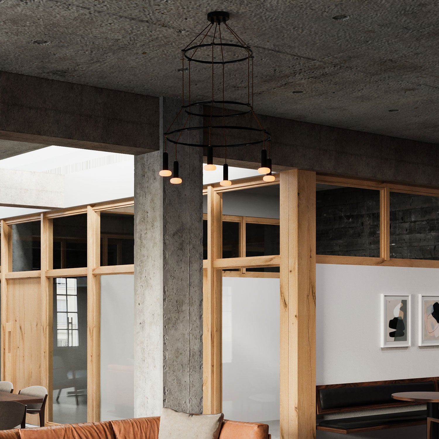 Lampadario 3 Cage a 6 cadute P-Light Dash - Nero