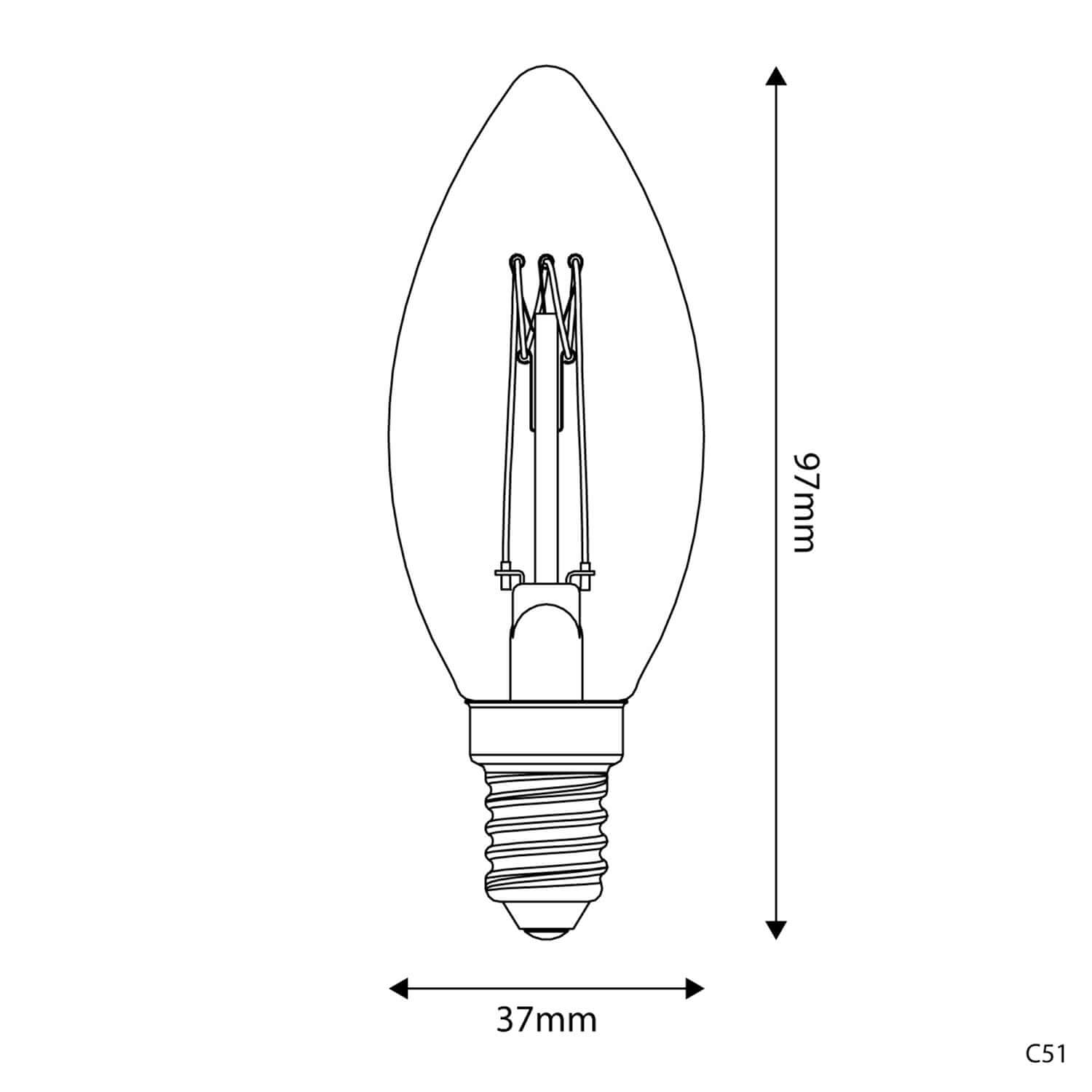 Lampadina LED Dorata Carbon Line filamento verticale Candela C35 3,5W 300Lm E14 2700K Dimmerabile - C51 - Creative Cables
