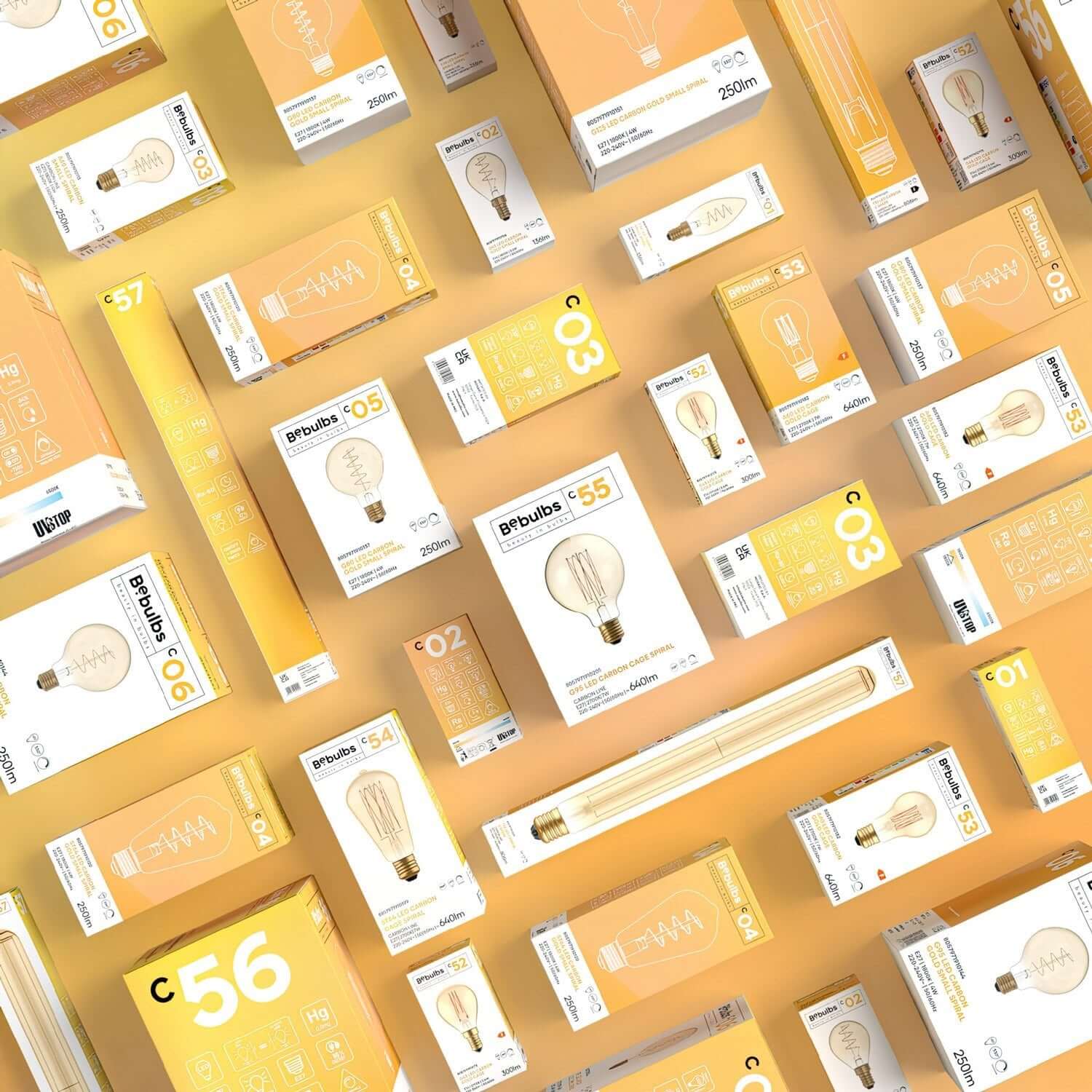 Lampadina LED Dorata Carbon Line filamento verticale Candela C35 3,5W 300Lm E14 2700K Dimmerabile - C51 - Creative Cables