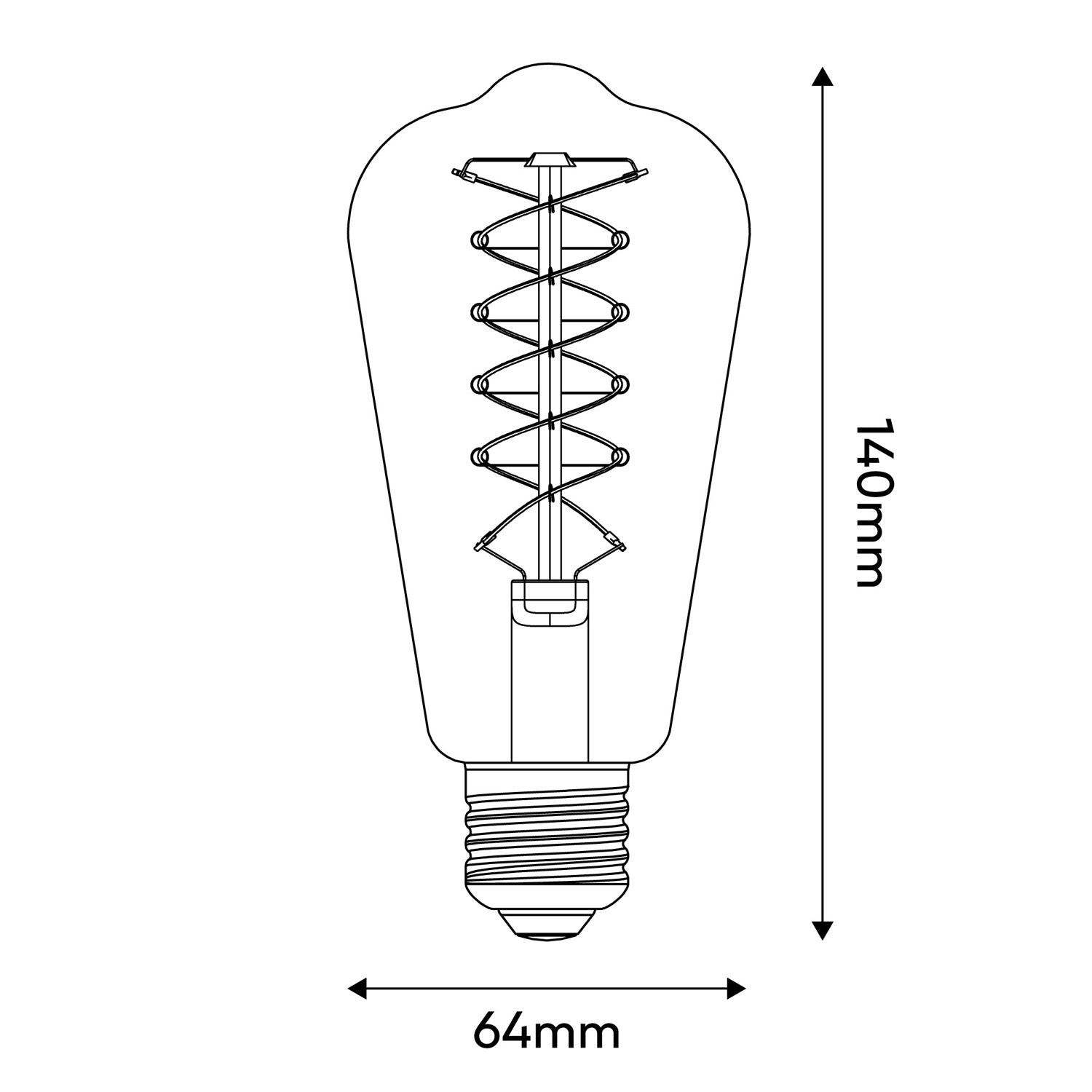 Lampadina LED Filamento Bianco Edison ST64 5,9W 500Lm E27 2700K Dimmerabile - W02