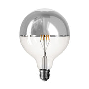 Lampadina LED mezza sfera argento B05 Linea 5V Filamento corto Globo G125 1,3W E27 Dimmerabile 2500K