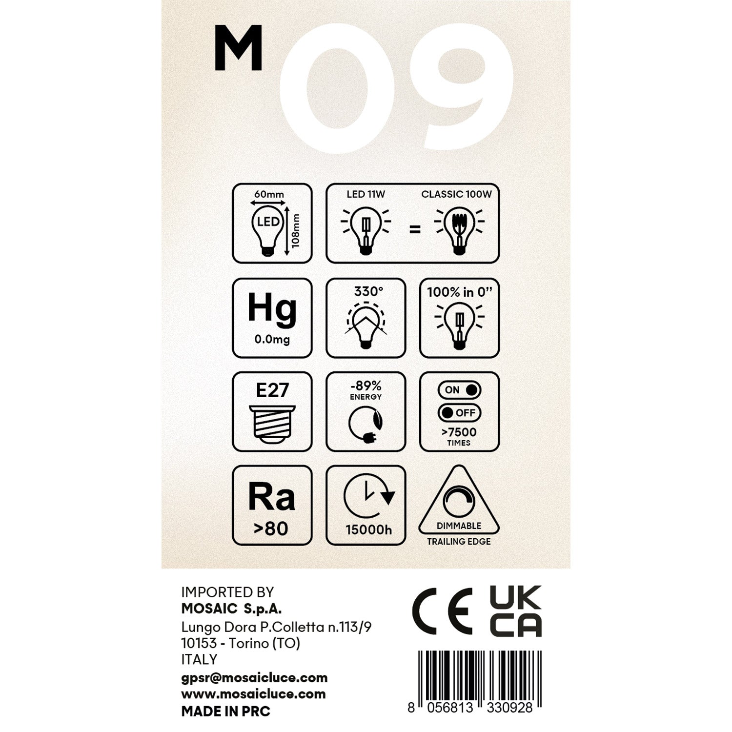 Lampadina LED Milky Goccia A60 11W 1521Lm E27 2700K Dimmerabile - M09