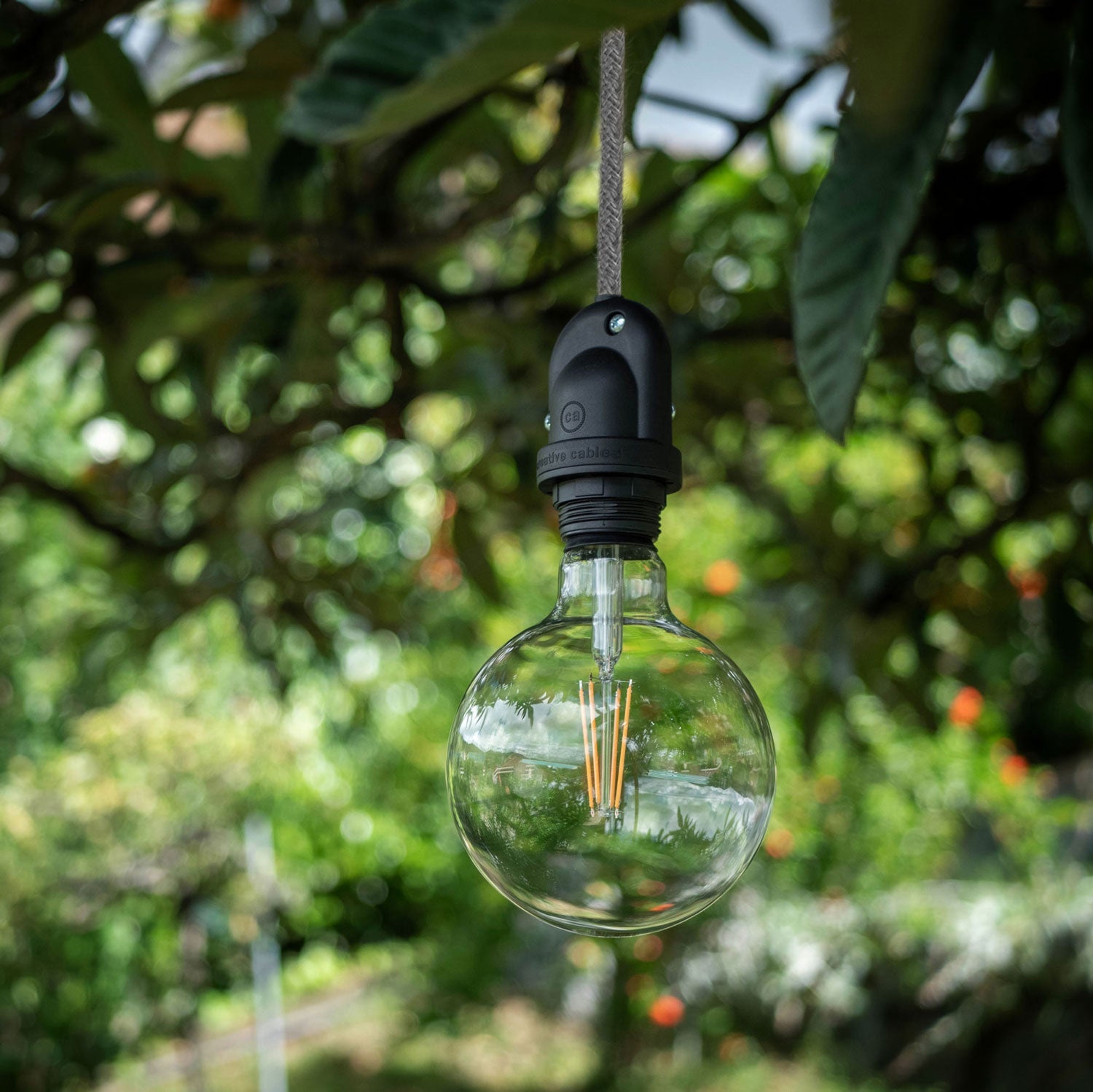 Modulair Lampada da esterno per paralume con 5 m cavo tessile, decentatore, rosone e portalampada IP65 - Grigio ghiaccio