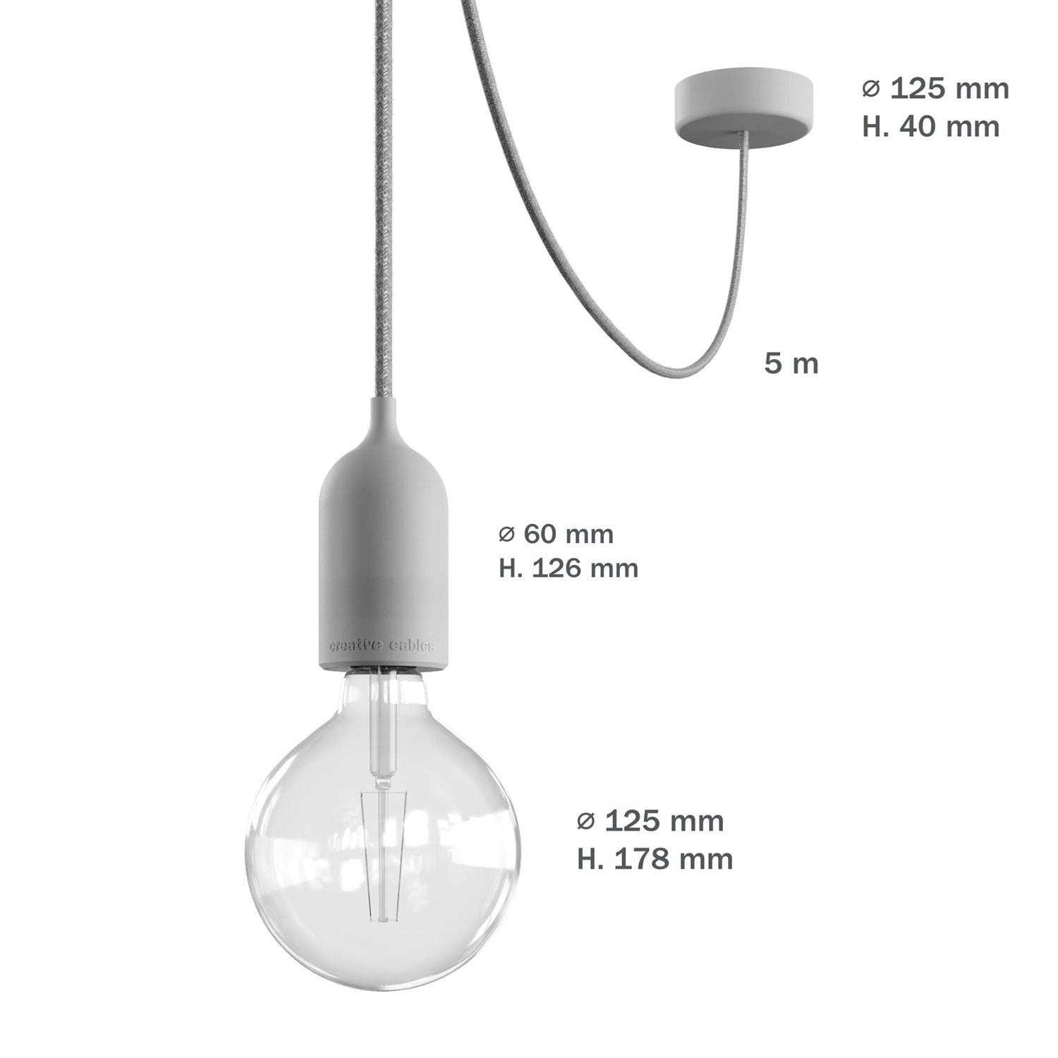 Modulair PASTEL Lampada da esterno con 5 m di cavo, decentatore, rosone e portalampada IP65 waterproof - Blu carta da zucchero