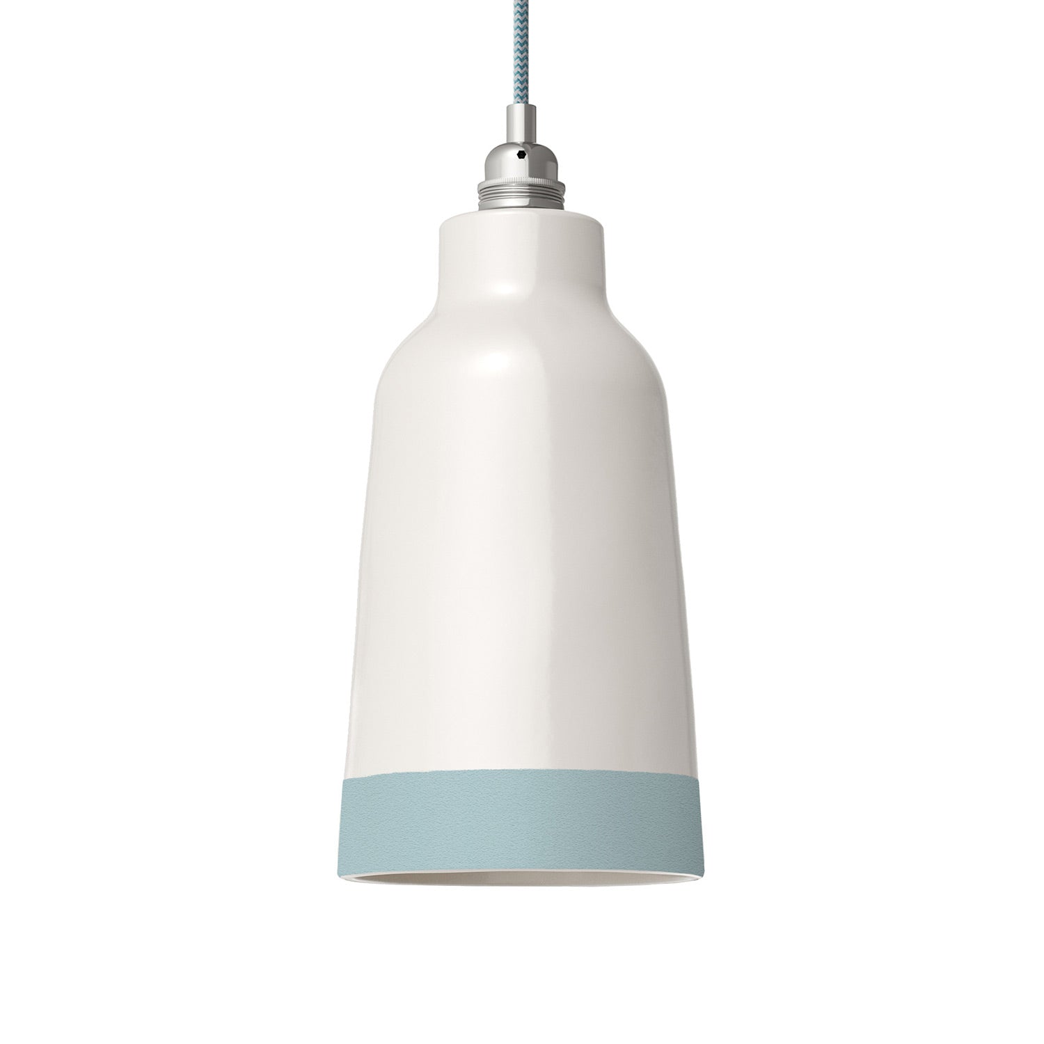 Paralume Bottiglia bicolore in ceramica Bianco e Azzurro, collezione Materia - Made in Italy