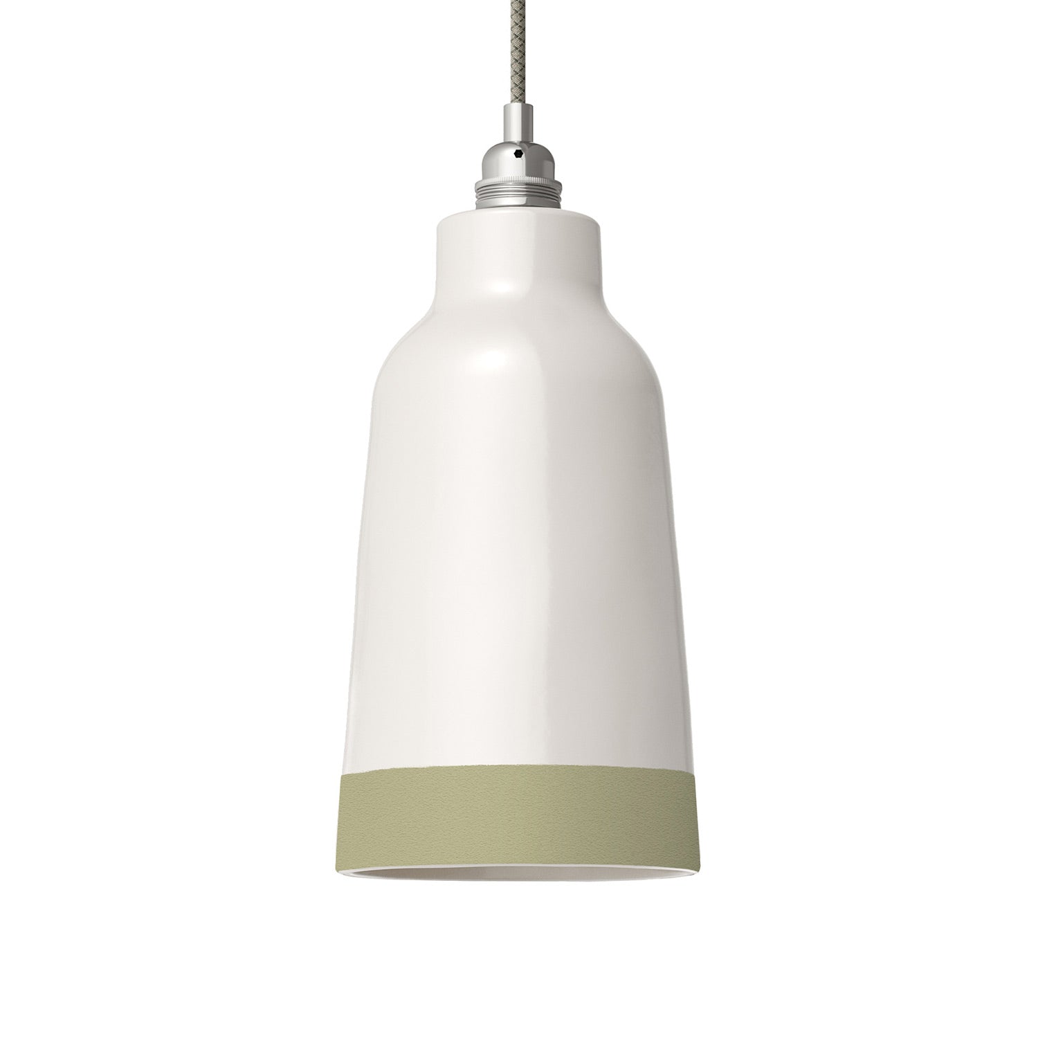 Paralume Bottiglia bicolore in ceramica Bianco e Verde salvia, collezione Materia - Made in Italy