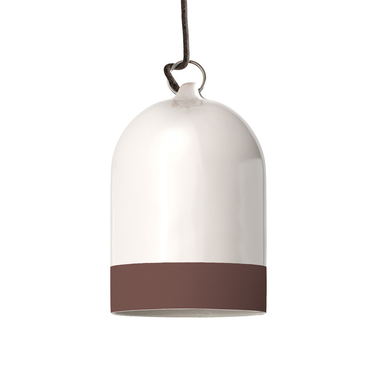 Paralume Campana Mini XS bicolore in ceramica Bianco e Marrone, collezione Materia - Made in Italy