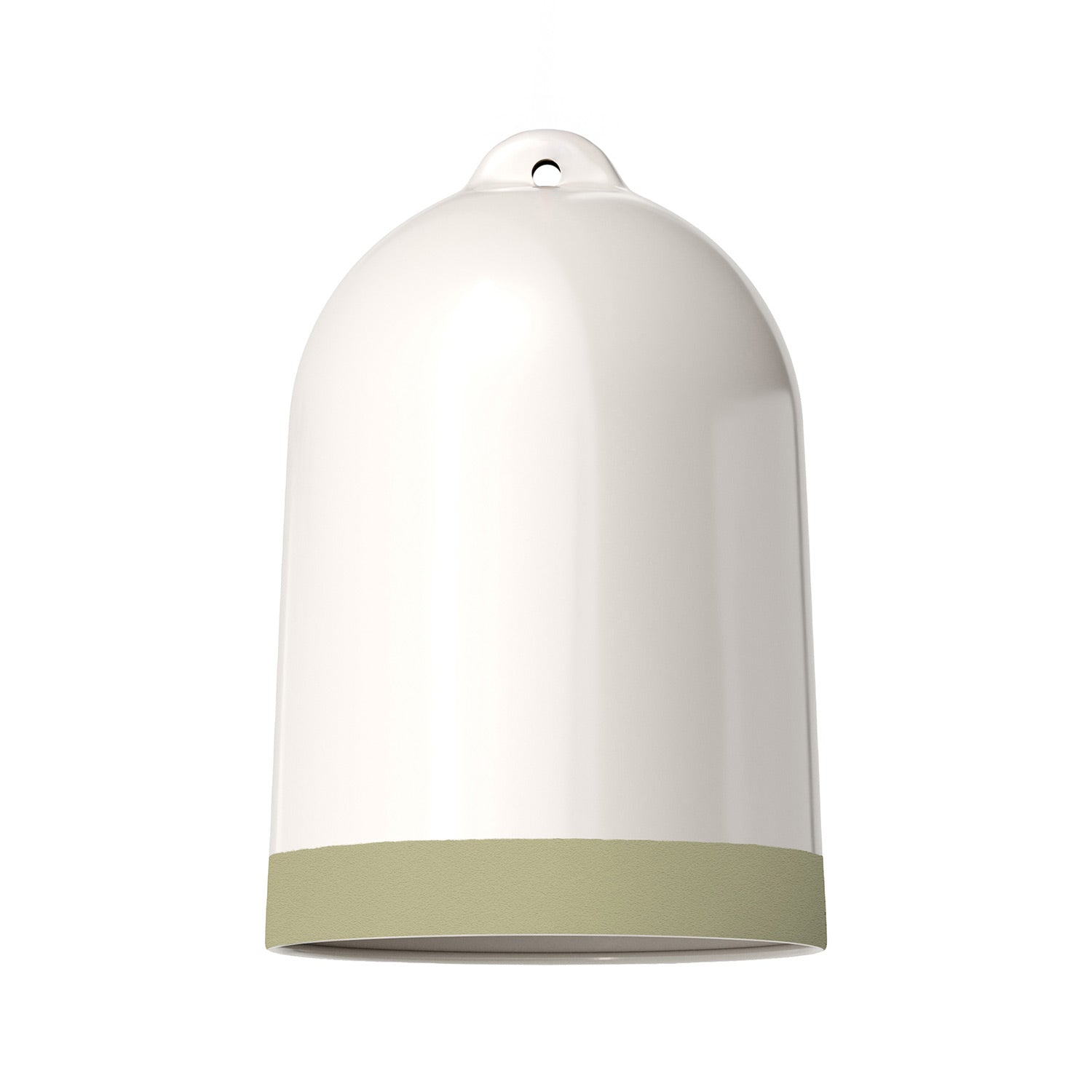 Paralume Campana XL bicolore in ceramica Bianco e Verde salvia, collezione Materia - Made in Italy