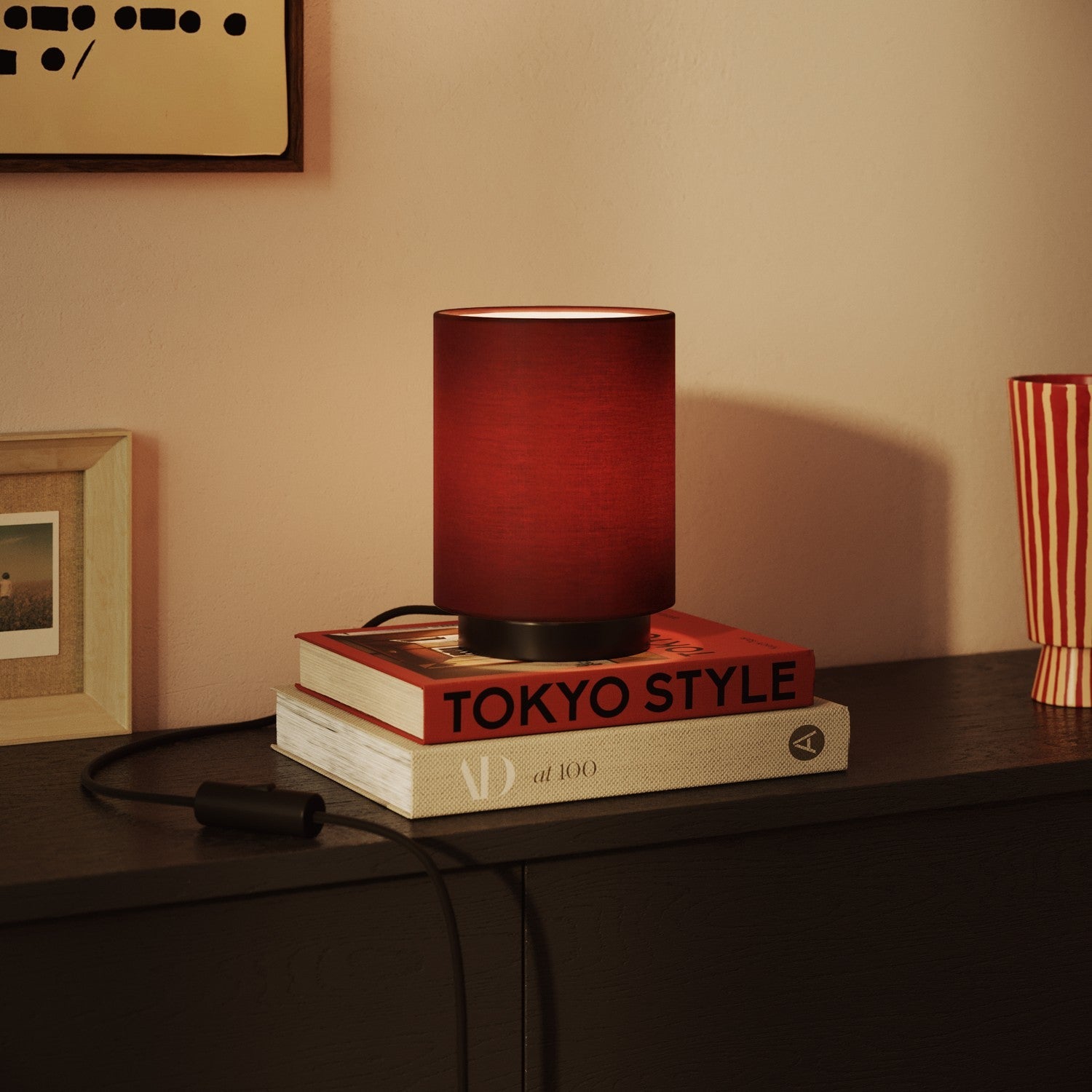 Paralume Cilindro in tessuto con attacco E27 - 100% Made in Italy - Teletta bordeaux