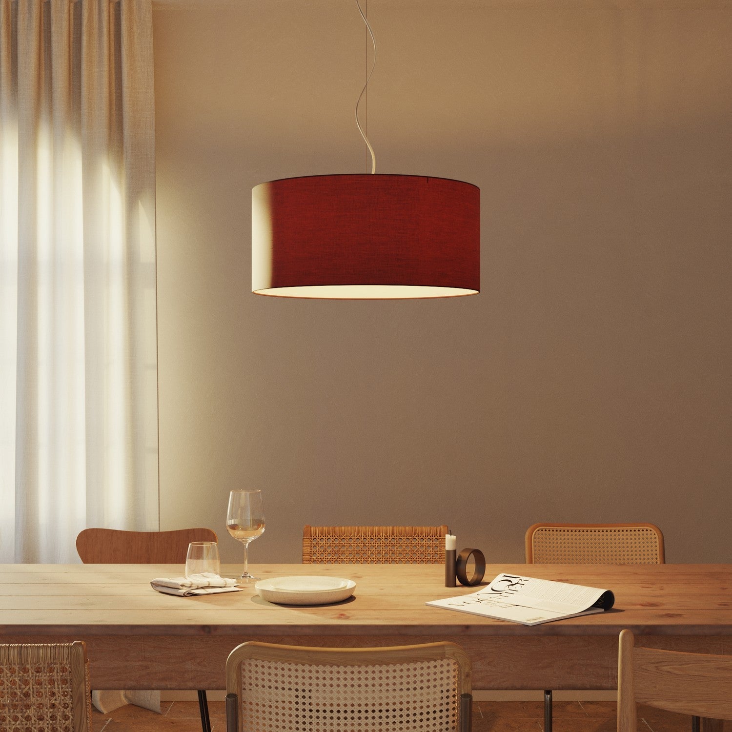 Paralume Cilindro XXL in tessuto con attacco E27 - Made in Italy - Aenal Bordeaux