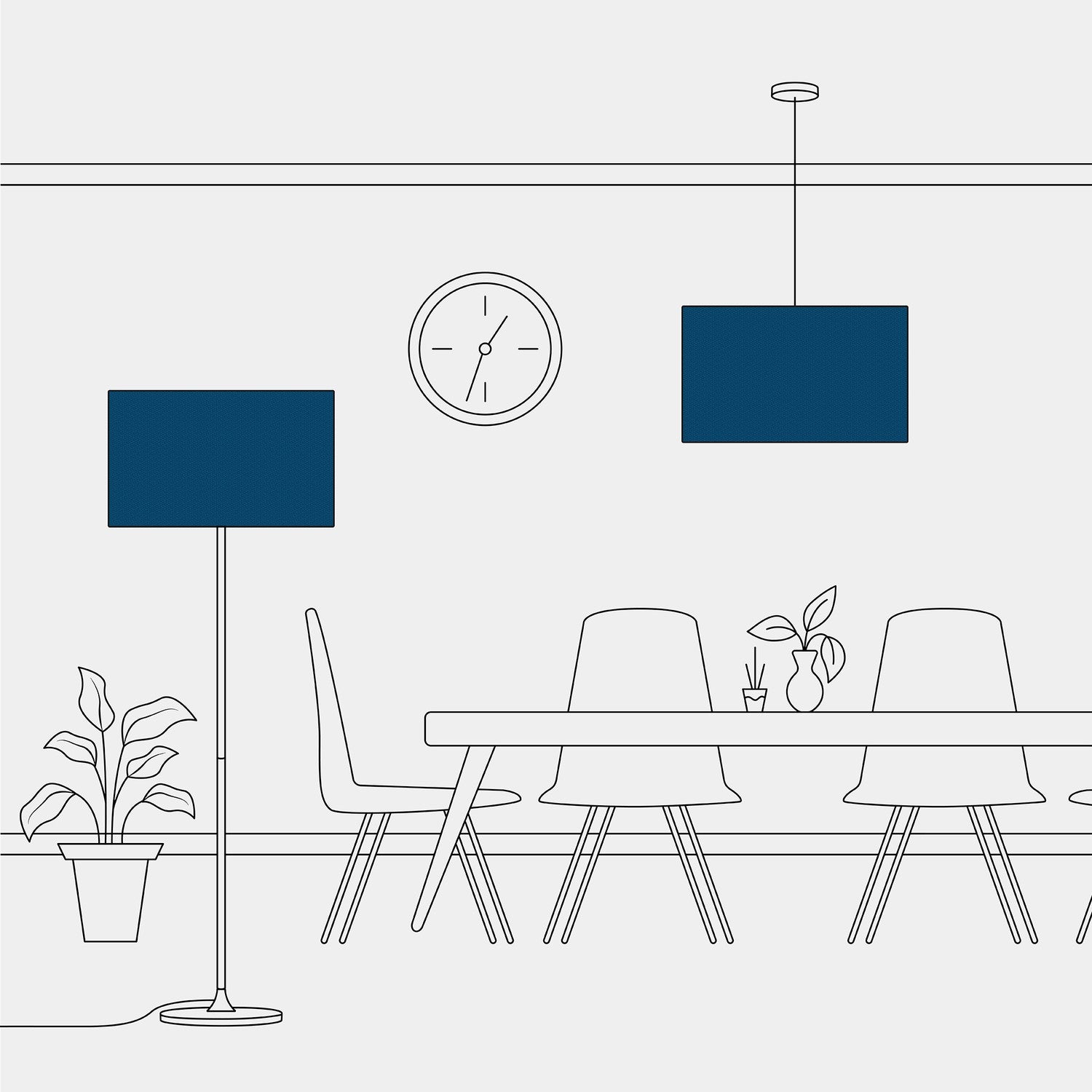 Paralume Cilindro XXL in tessuto con attacco E27 - Made in Italy - Lana Blu