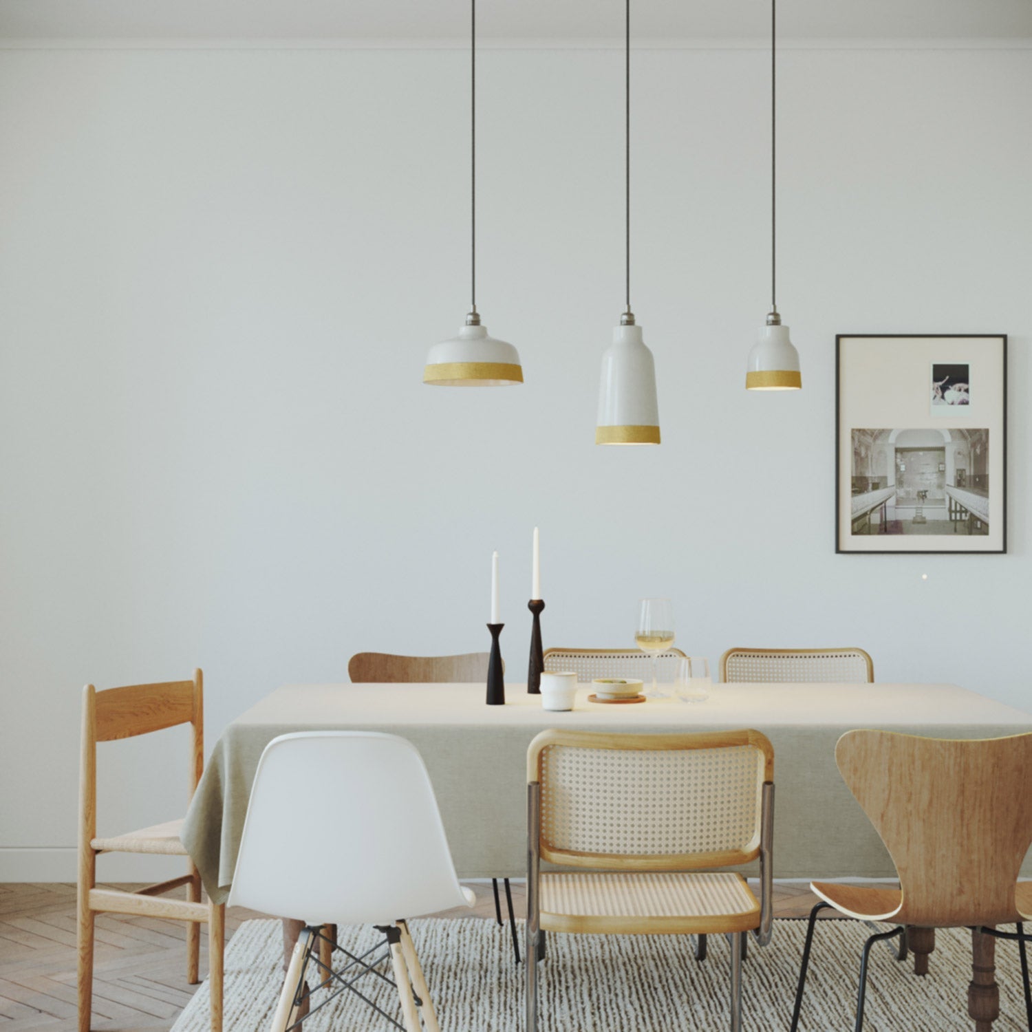 Paralume Coppa bicolore in ceramica Bianco e Giallo, collezione Materia - Made in Italy