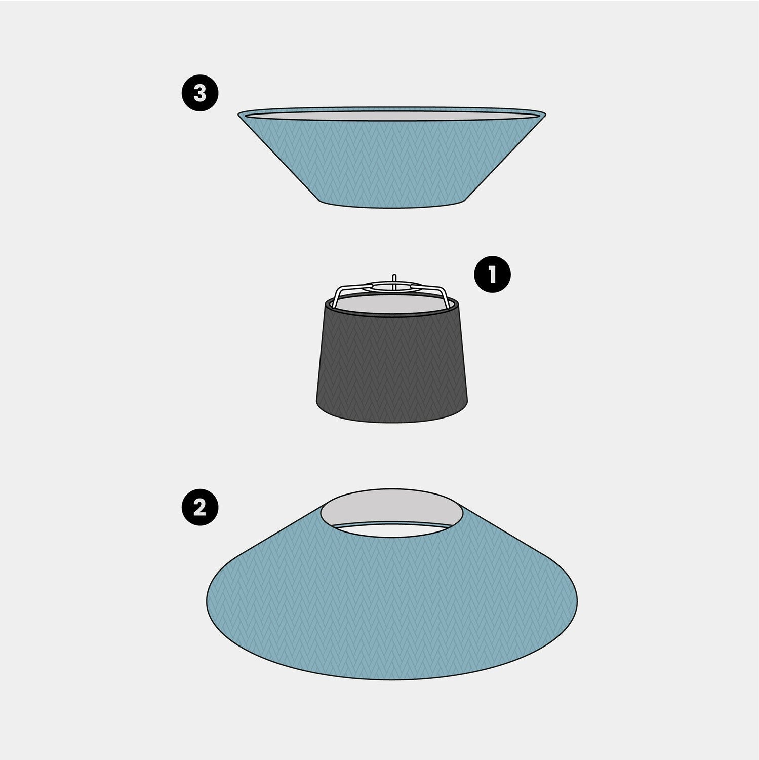 Paralume in tessuto Clessidra Teletta azzurro severo - Made in Italy Teletta antracite