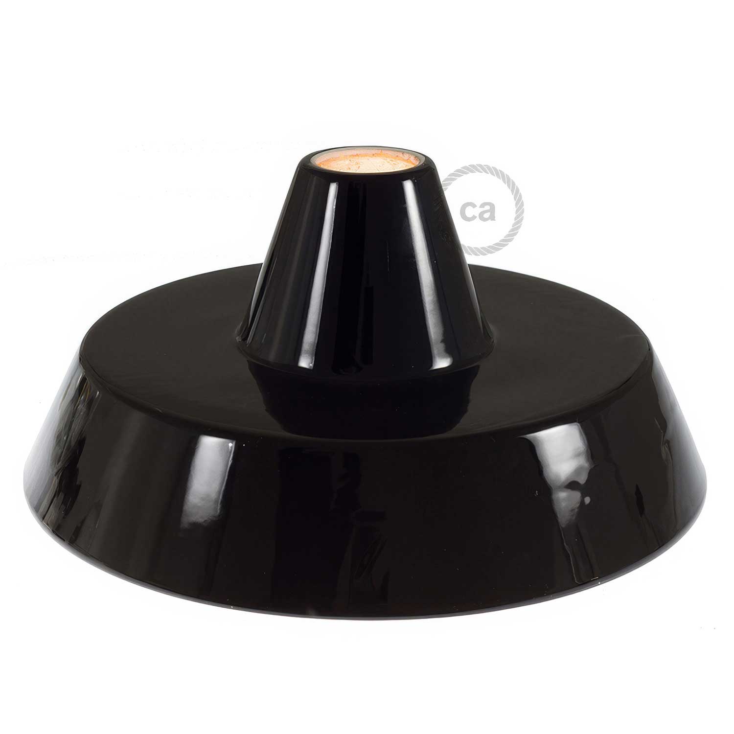 Paralume Industriale in ceramica per sospensione - Made in Italy - Nero - Rame