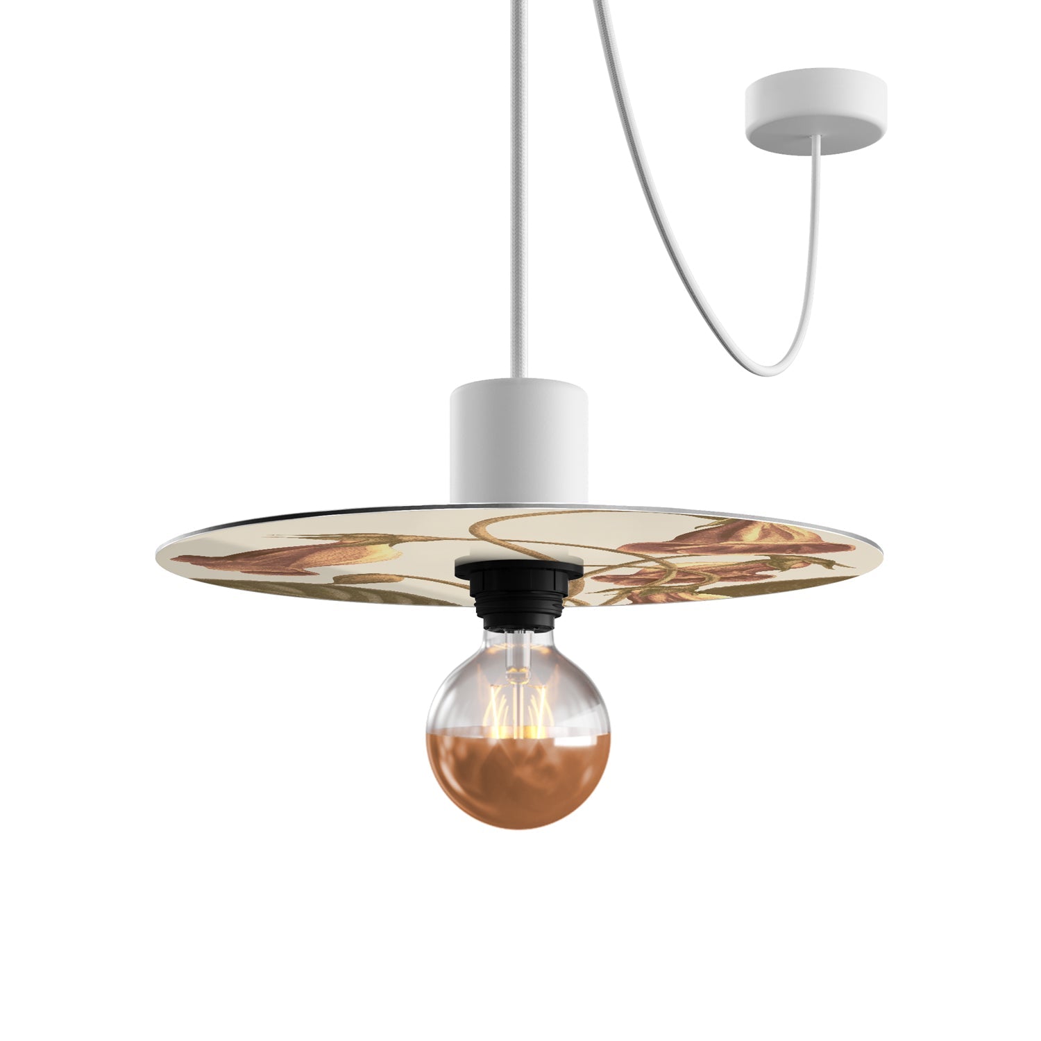 Paralume mini piatto Ellepì a disegni floreali 'Blossom Haven' Botanico Gloxinia, diametro 24 cm - Made in Italy