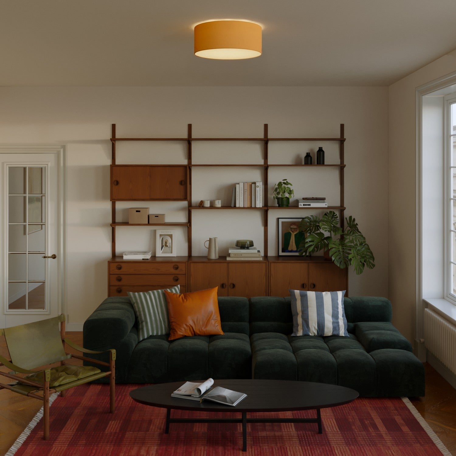 Plafoniera in tessuto Medium Slim - Made in Italy - Teletta Mandarino