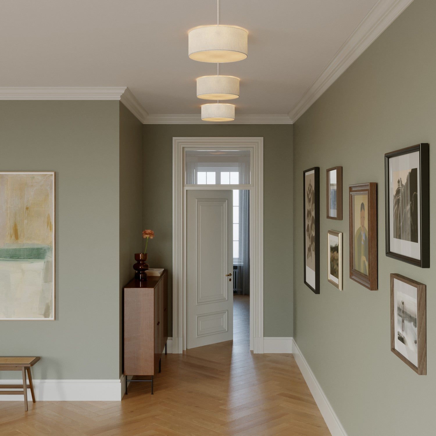 Plafoniera in tessuto Small Lino crudo - Made in Italy