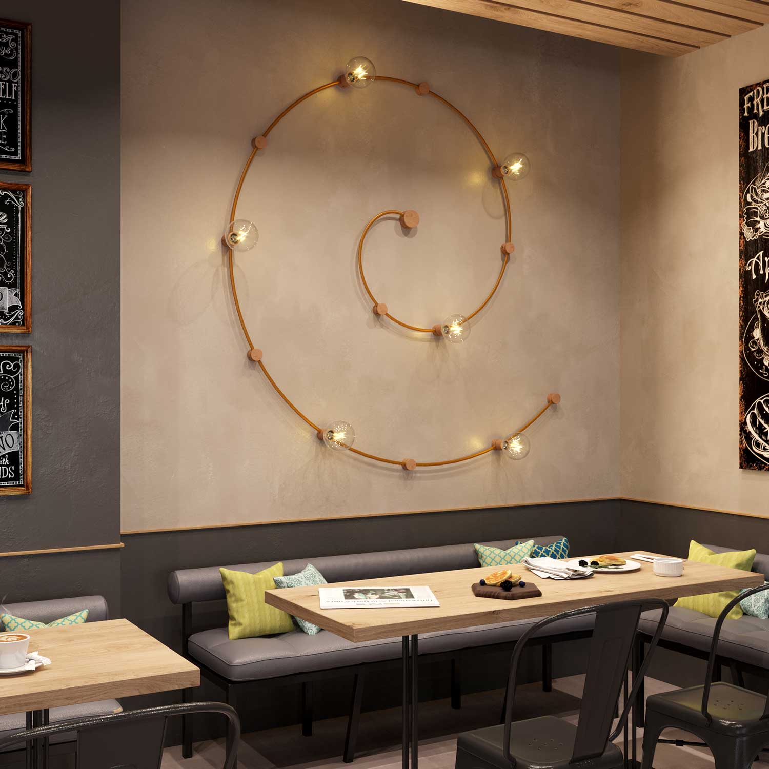 Portalampada in legno per cavo per catenaria e sistema Filé. Made in Italy - Neutro