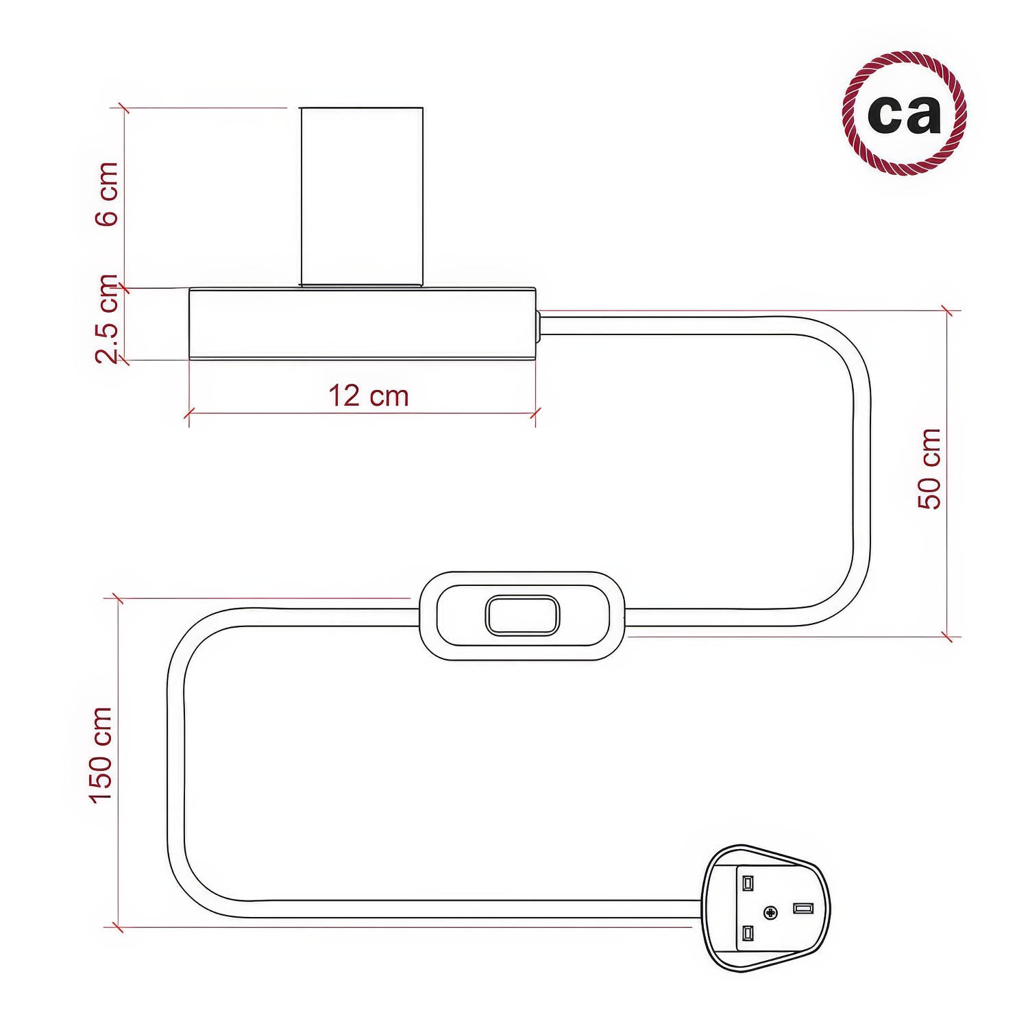 Posaluce - Lampada da tavolo in metallo e spina UK - Bianco lucido