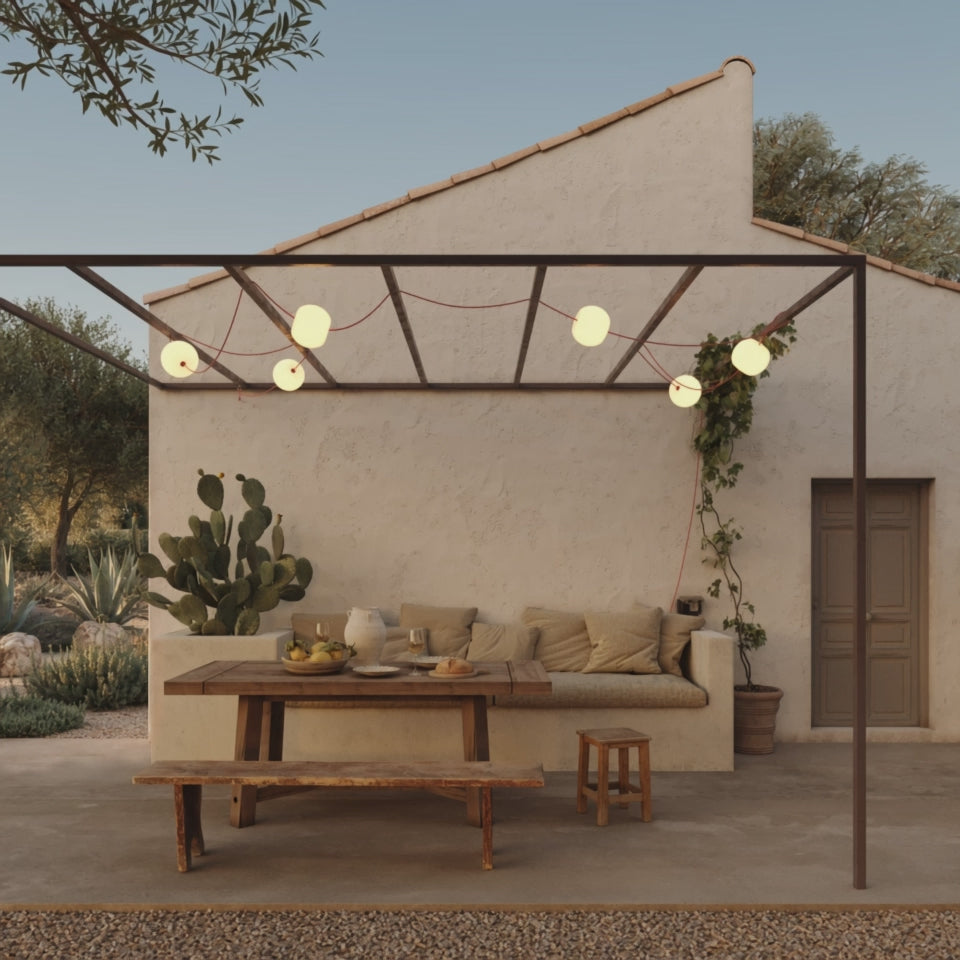 Load video: Outdoor String Light 6 Light Points IP67 Starfish Red with UK Plug - Marina6 Cherry