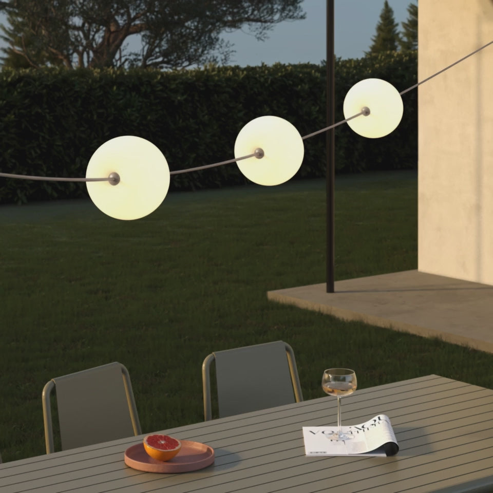 Load video: Outdoor String Light 3 Light Points IP67 Gray with UK Plug - Marina3 Cherry