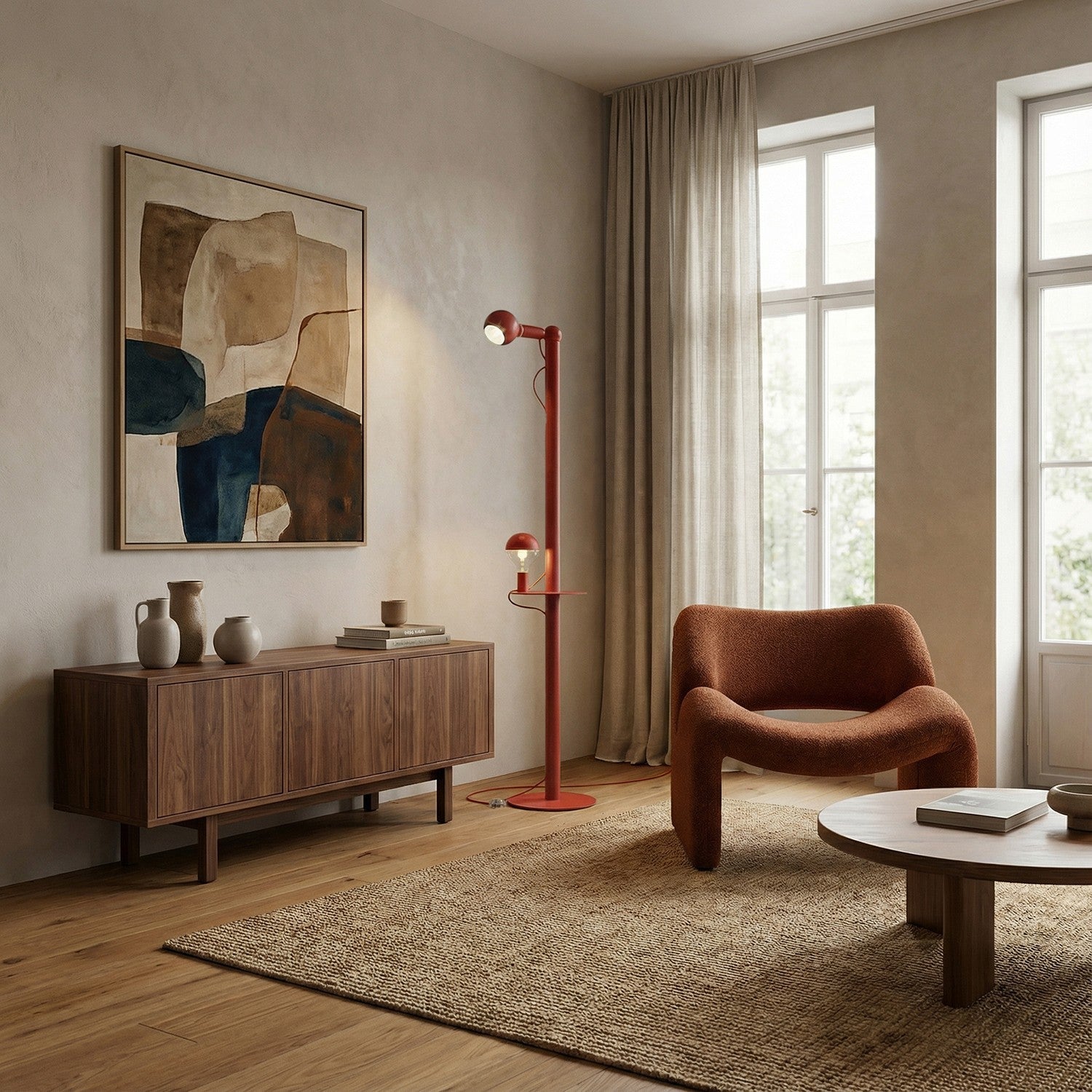 Rocco XXL - Lampada da terra con spina UK e lampadina Maria e Camo - Rosso