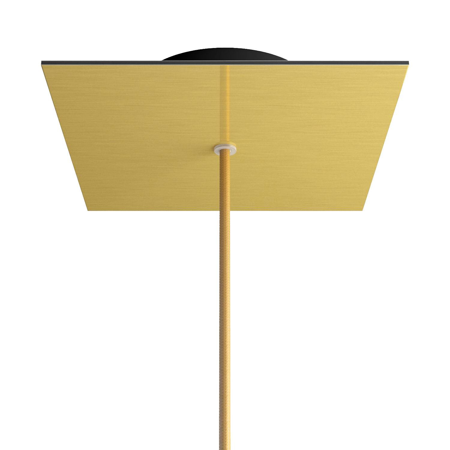 Rosone Rose-One quadrato, 200 mm con 1 foro e 4 fori laterali - Dibond Ottone satinato Nero