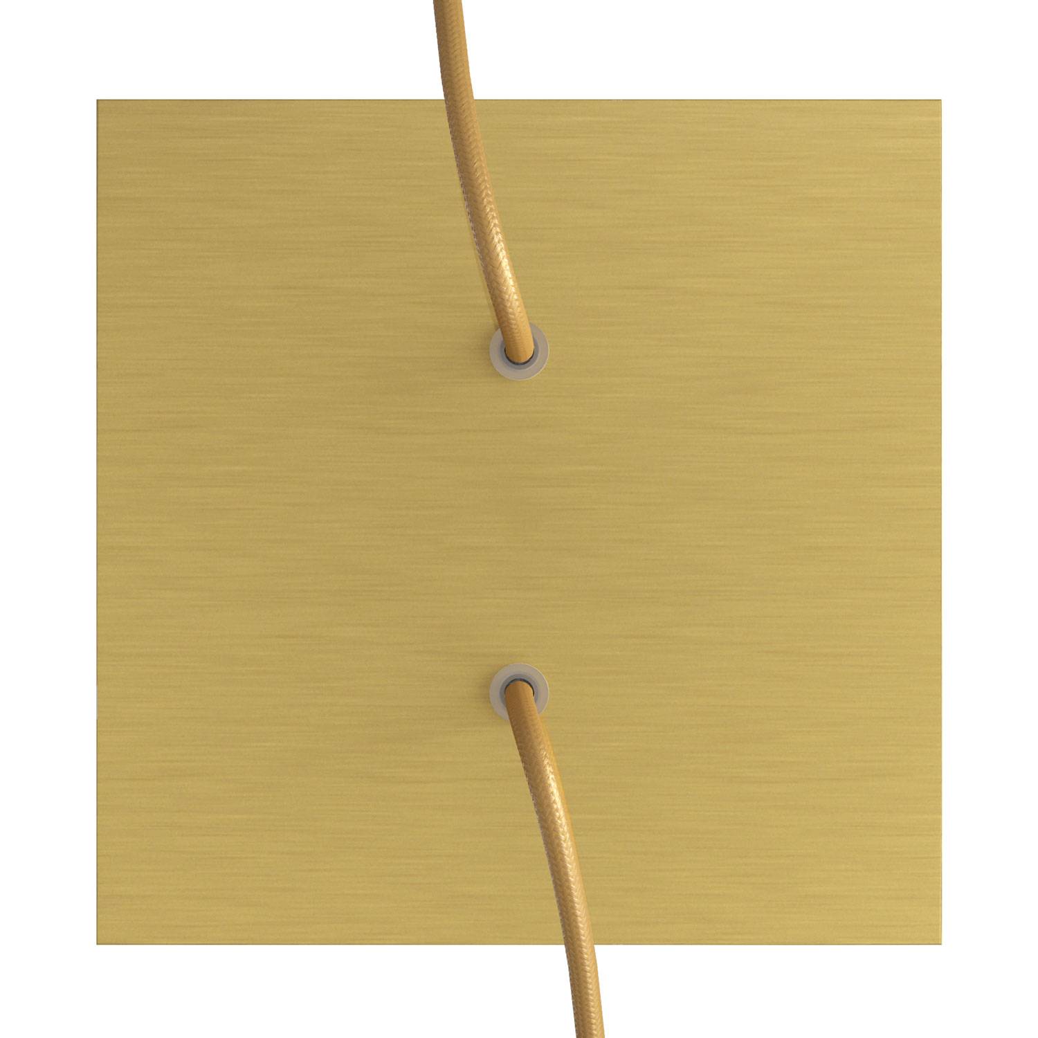 Rosone Rose-One quadrato, 200 mm con 2 fori e 4 fori laterali - Dibond Ottone satinato Bianco