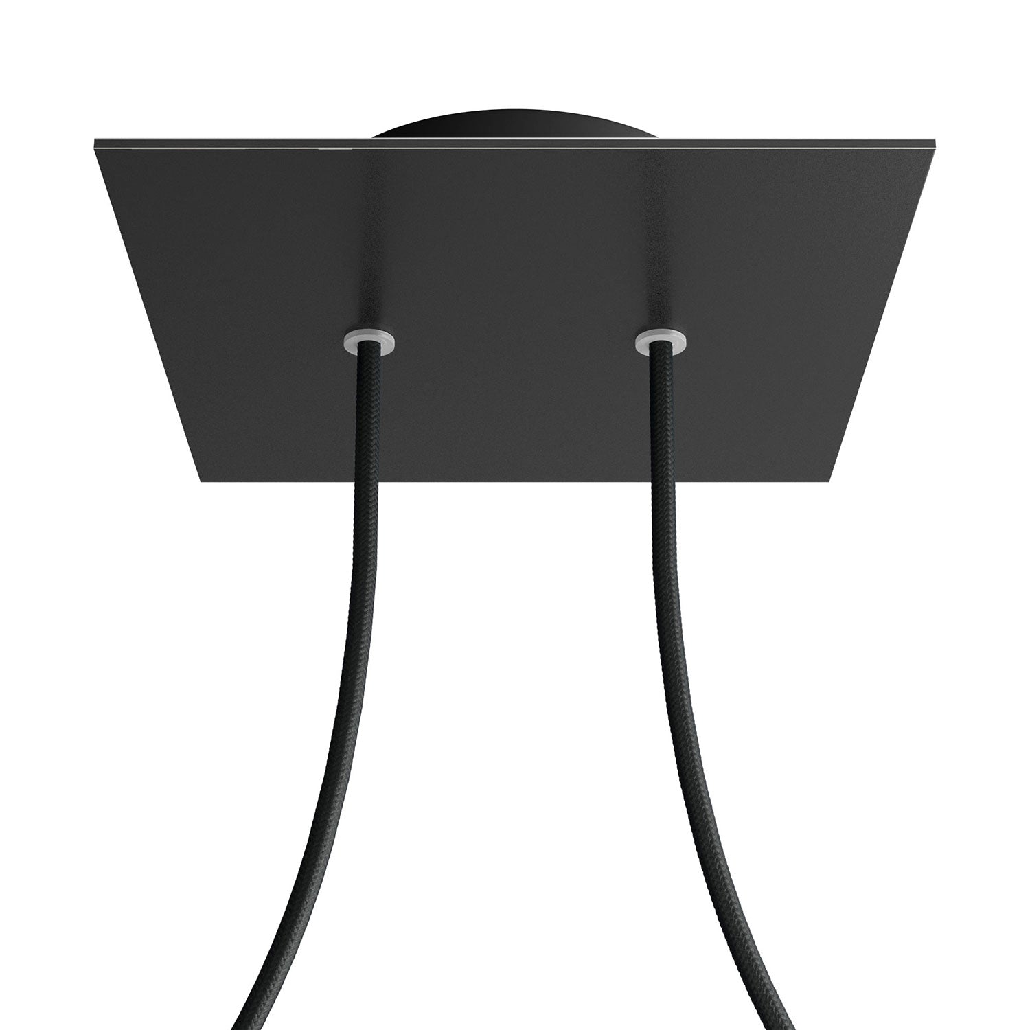 Rosone Rose-One quadrato, 200 mm con 2 fori e 4 fori laterali - Nero opaco Nero