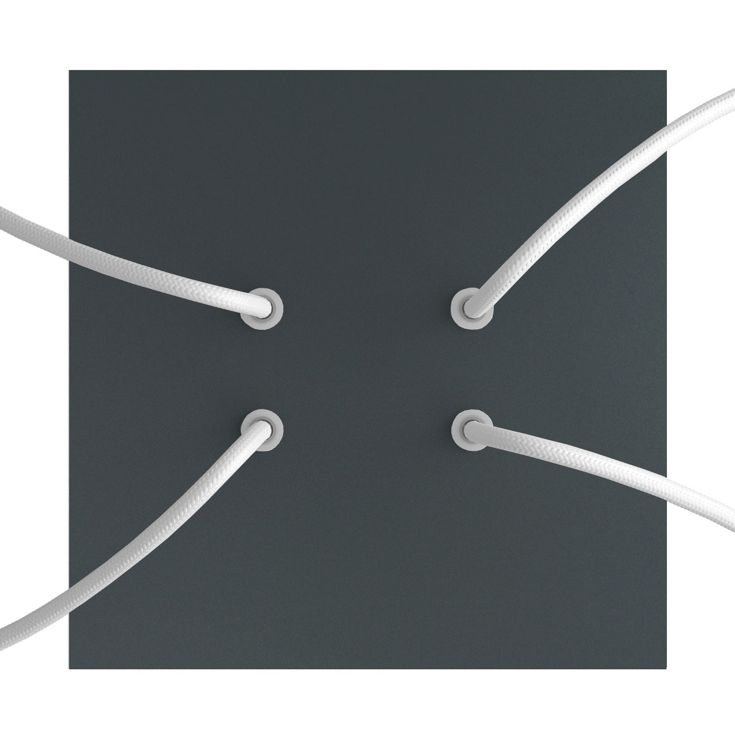Rosone Rose - One quadrato, 200 mm con 4 fori e 4 fori laterali - Antracite - Creative Cables