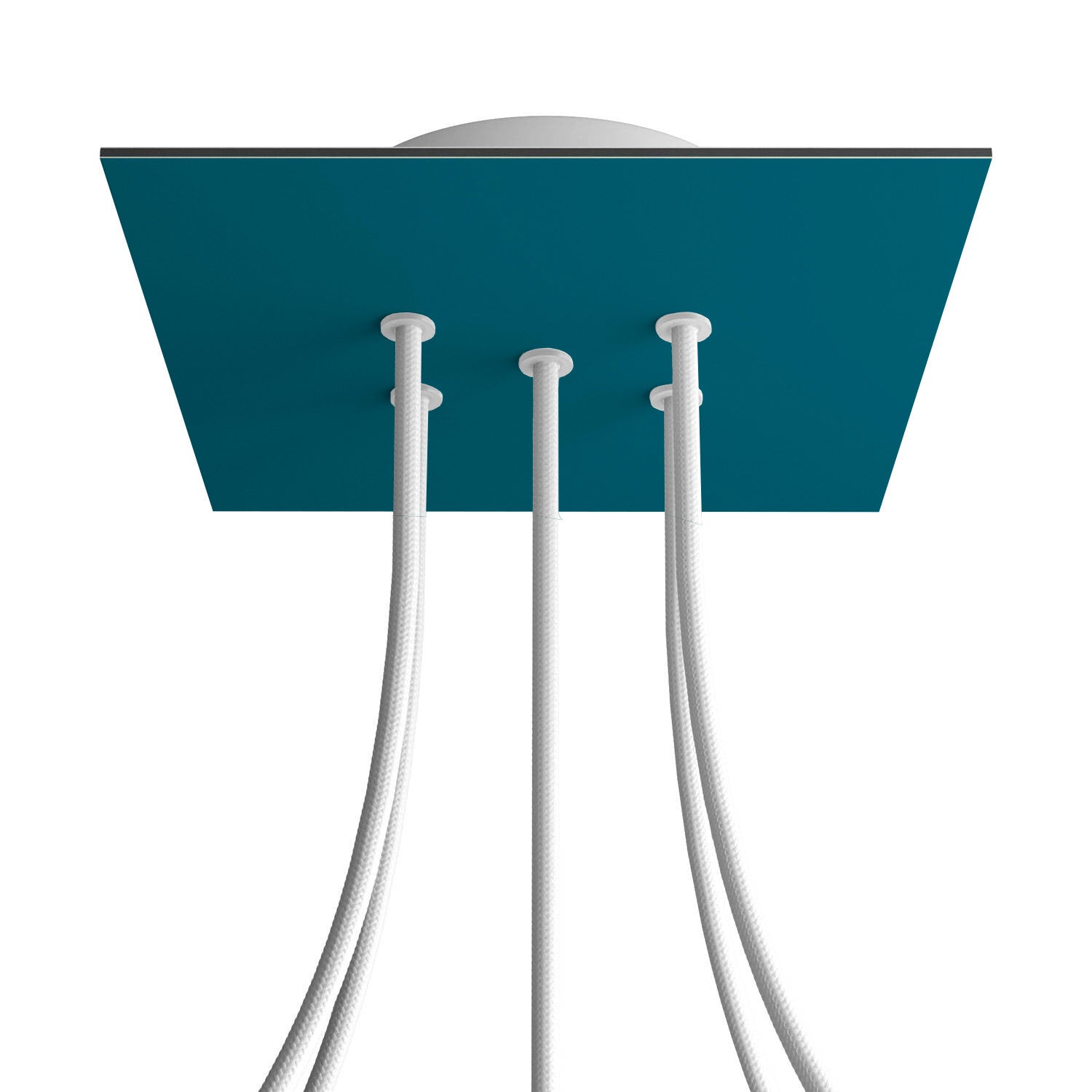 Rosone Rose - One quadrato, 200 mm con 5 fori e 4 fori laterali - Petrolio - Creative Cables