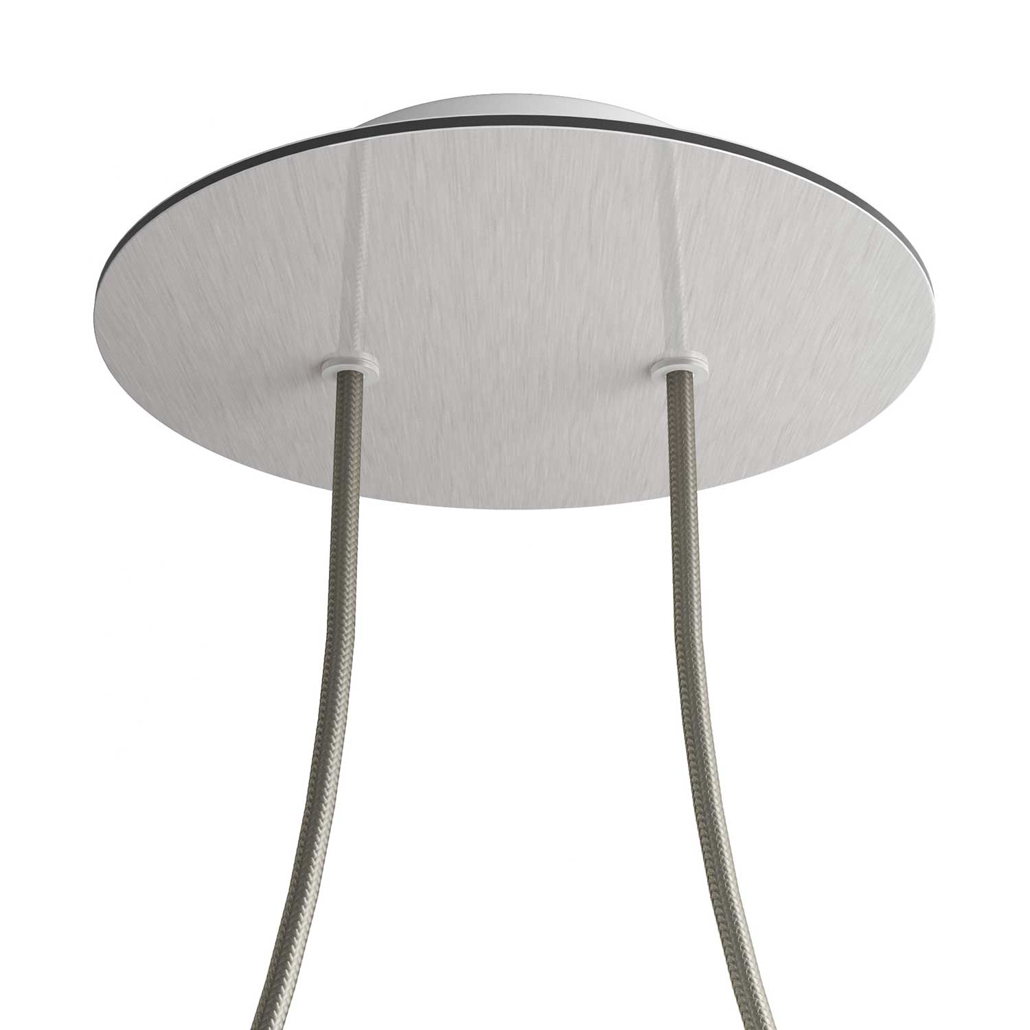 Rosone Rose-One rotondo, diametro 200 mm con 2 fori e 4 fori laterali - Dibond Acciaio satinato Bianco