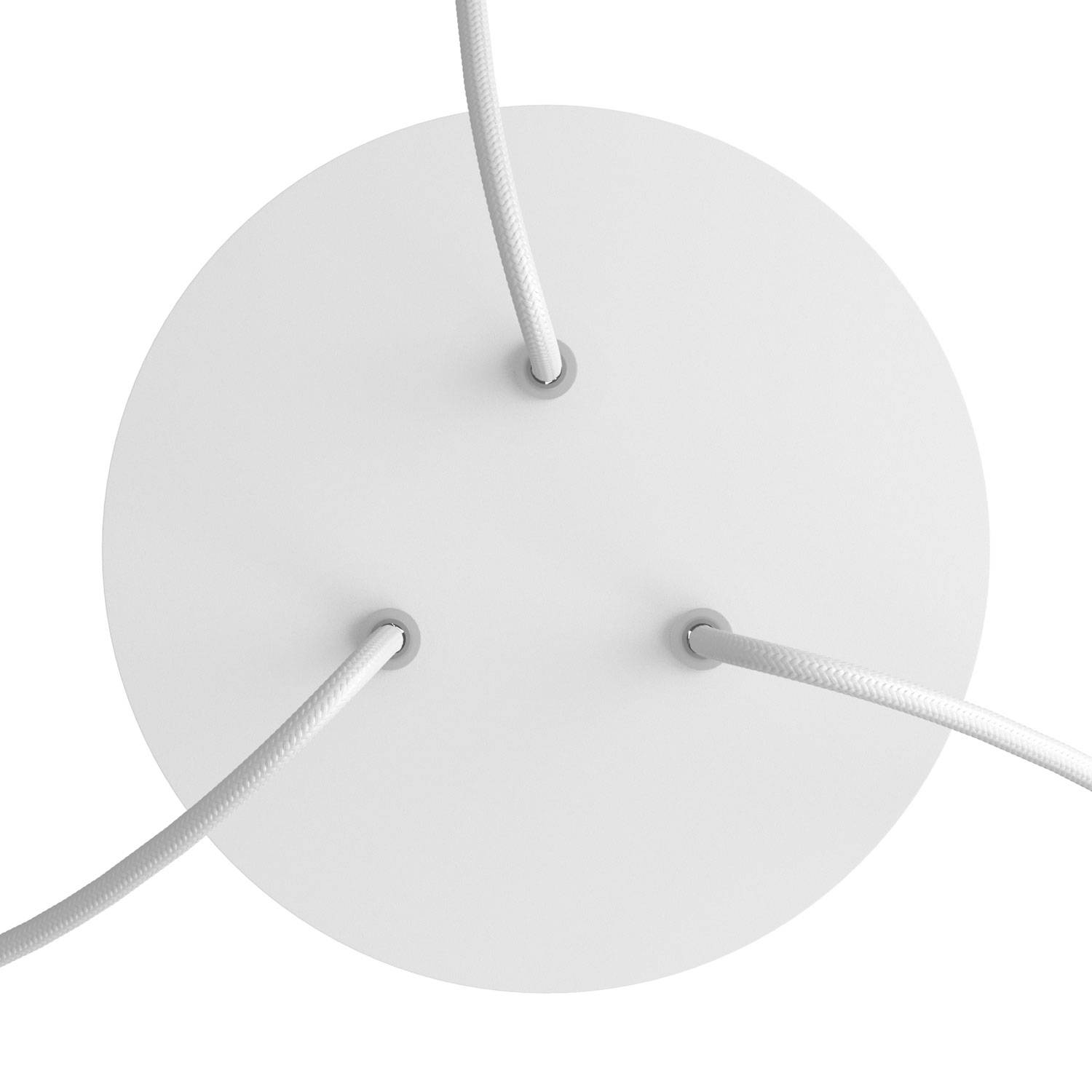 Rosone Rose-One rotondo, diametro 200 mm con 3 fori e 4 fori laterali - Bianco opaco Bianco