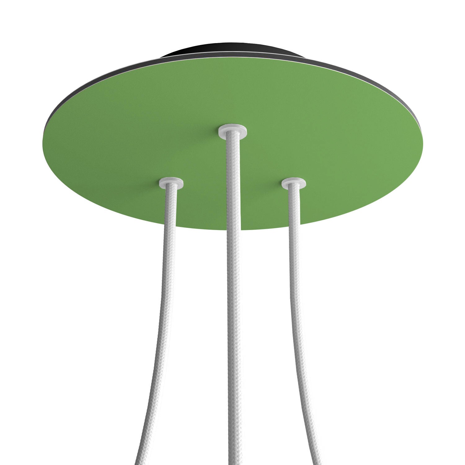 Rosone Rose-One rotondo, diametro 200 mm con 3 fori e 4 fori laterali - Verde prato Nero