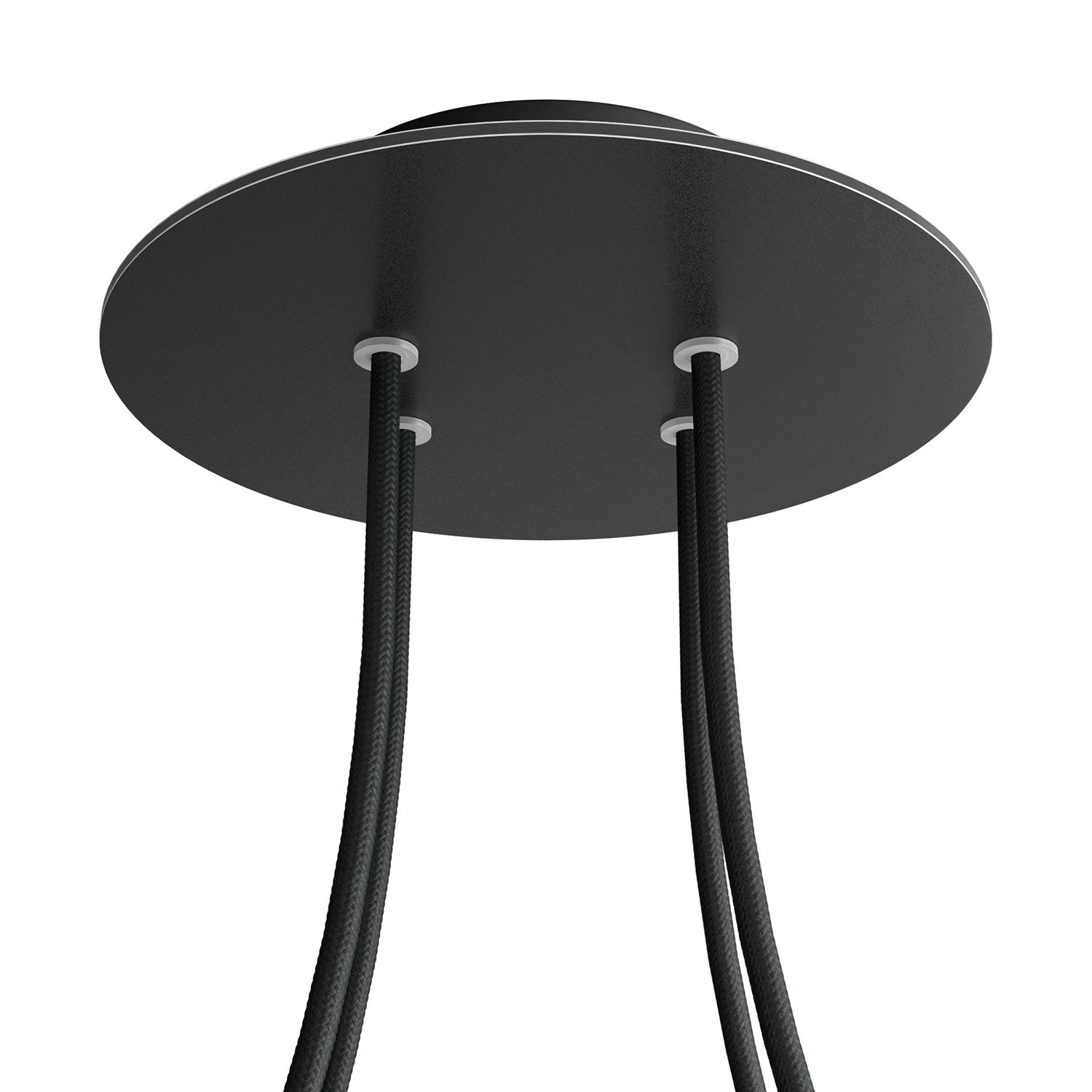 Rosone Rose-One rotondo, diametro 200 mm con 4 fori e 4 fori laterali - Nero opaco Nero