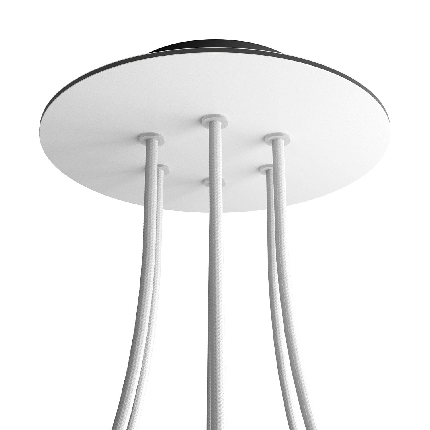 Rosone Rose-One rotondo, diametro 200 mm con 6 fori e 4 fori laterali - Bianco opaco Nero