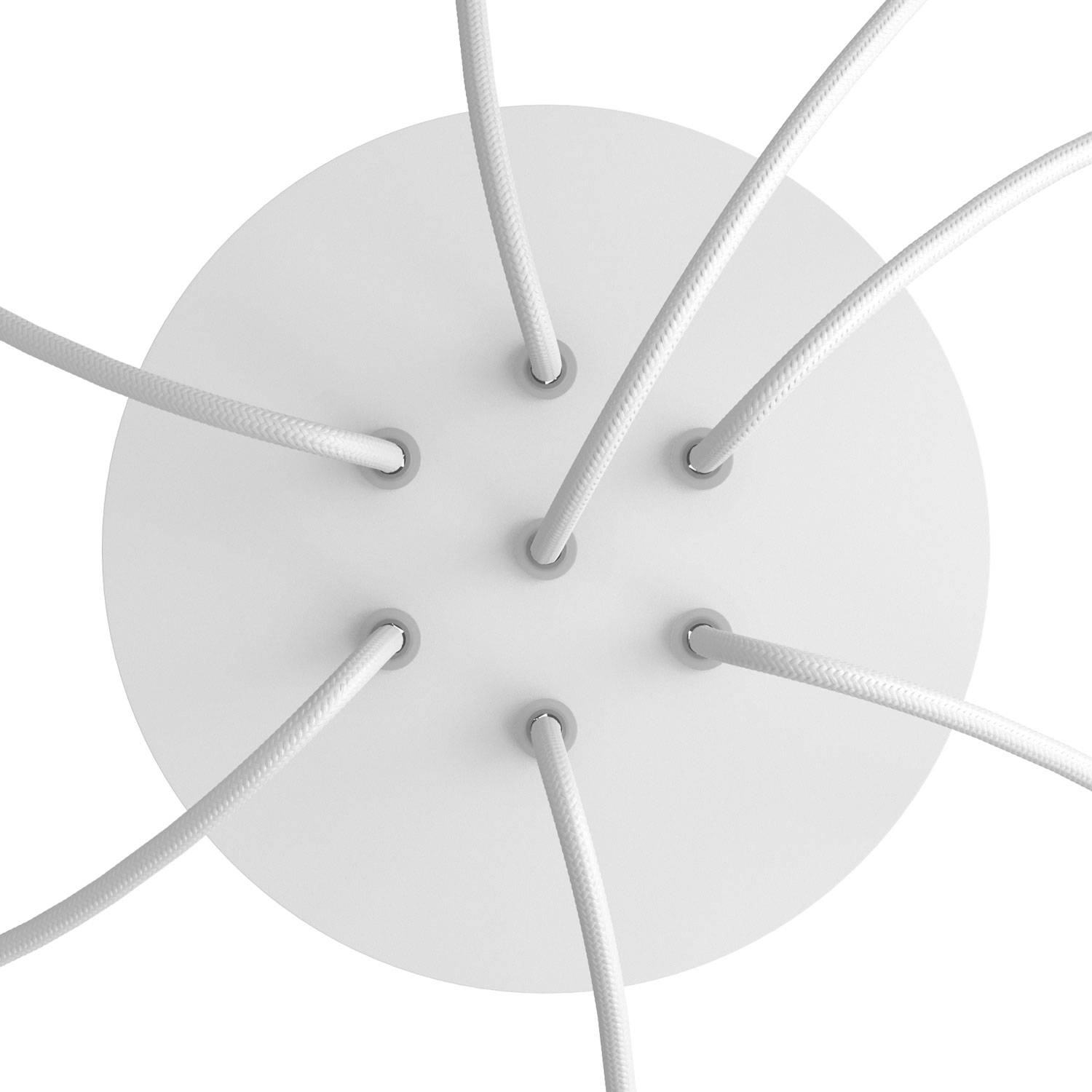 Rosone Rose-One rotondo, diametro 200 mm con 7 fori e 4 fori laterali - Bianco opaco Bianco