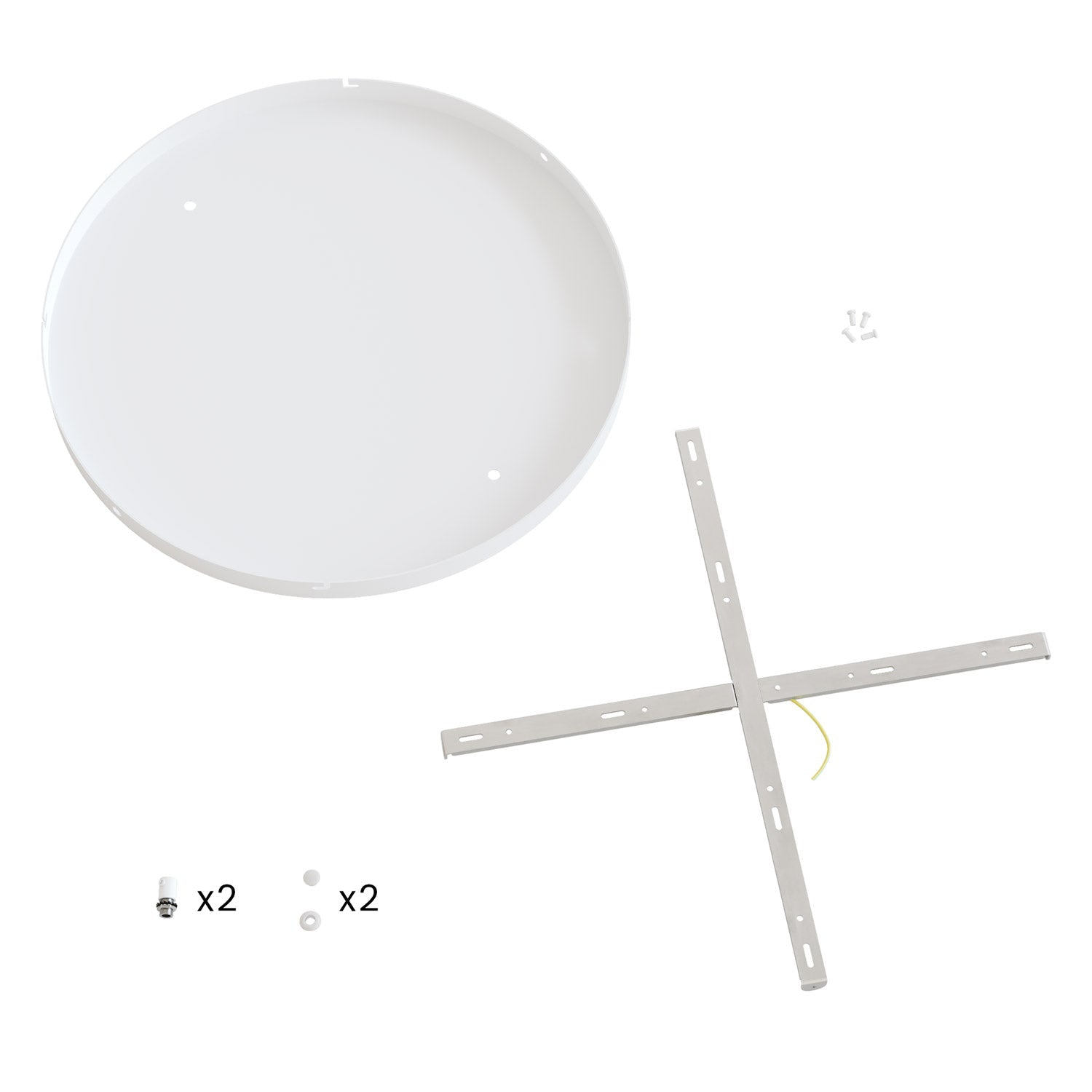 Rosone rotondo in alluminio Ø 50 cm con staffa e cavo di messa a terra, con 2 fori frontali - Bianco Opaco 2