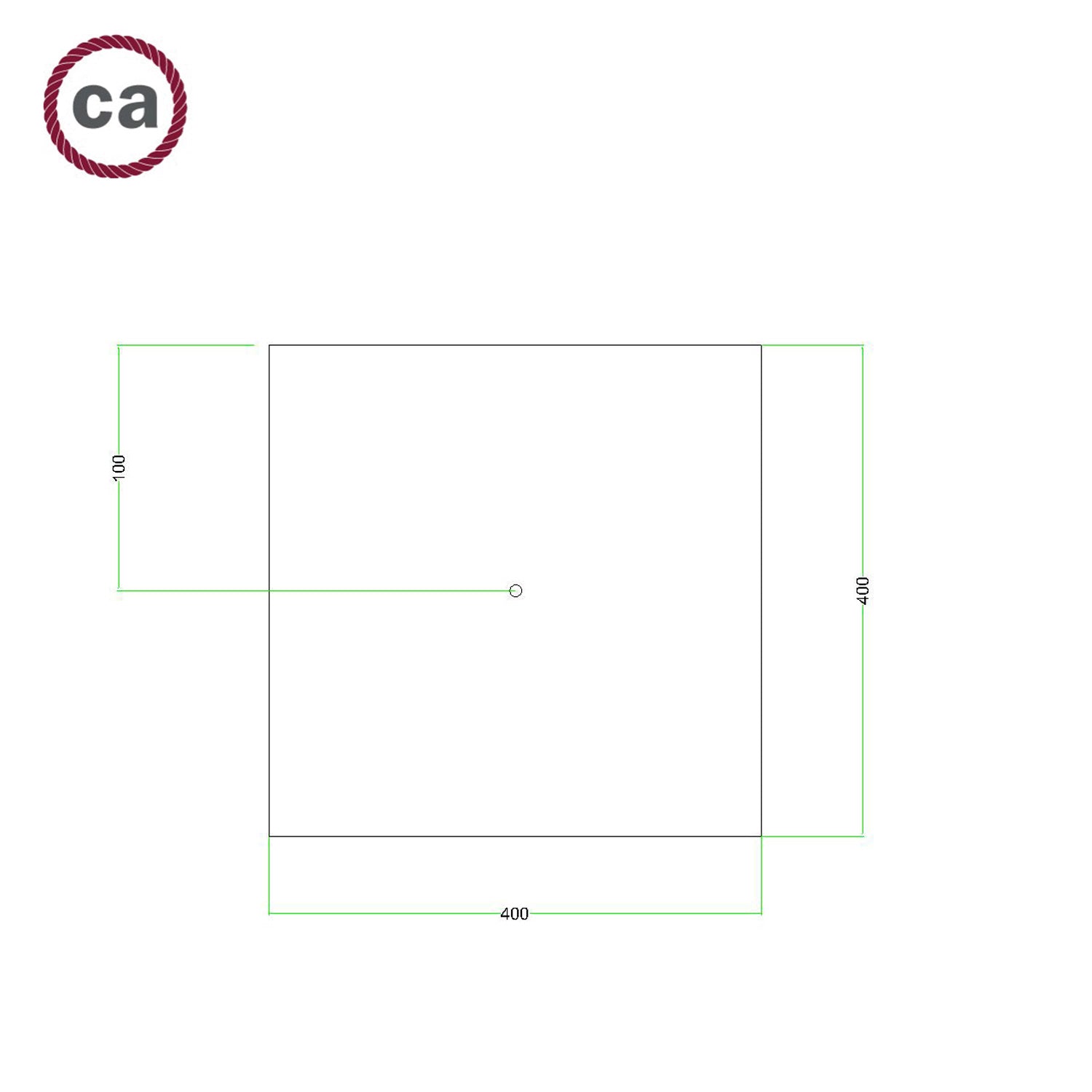 Rosone XXL Rose-One quadrato, 400 mm con 1 foro e 4 fori laterali - Nero opaco Bianco