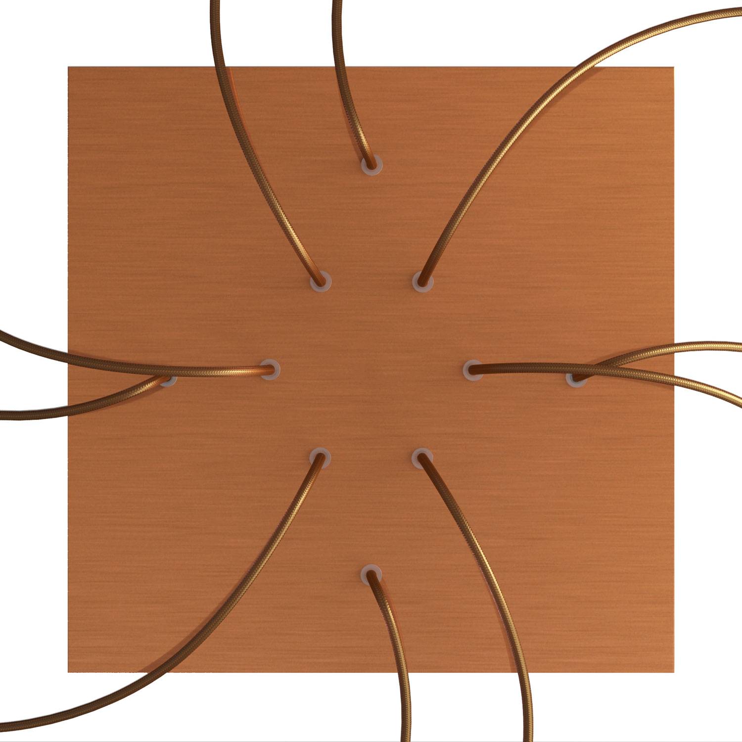 Rosone XXL Rose - One quadrato, 400 mm con 10 fori e 4 fori laterali - Dibond Rame satinato - Creative Cables