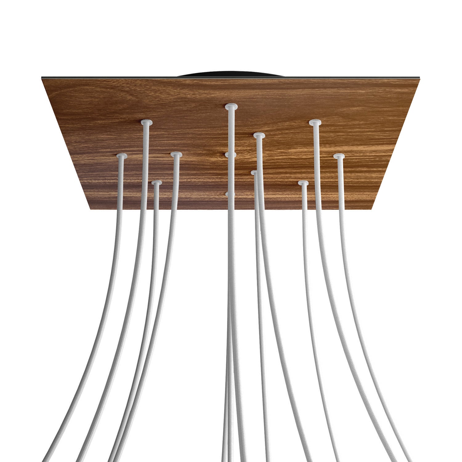 Rosone XXL Rose-One quadrato, 400 mm con 12 fori e 4 fori laterali - Legno Nero