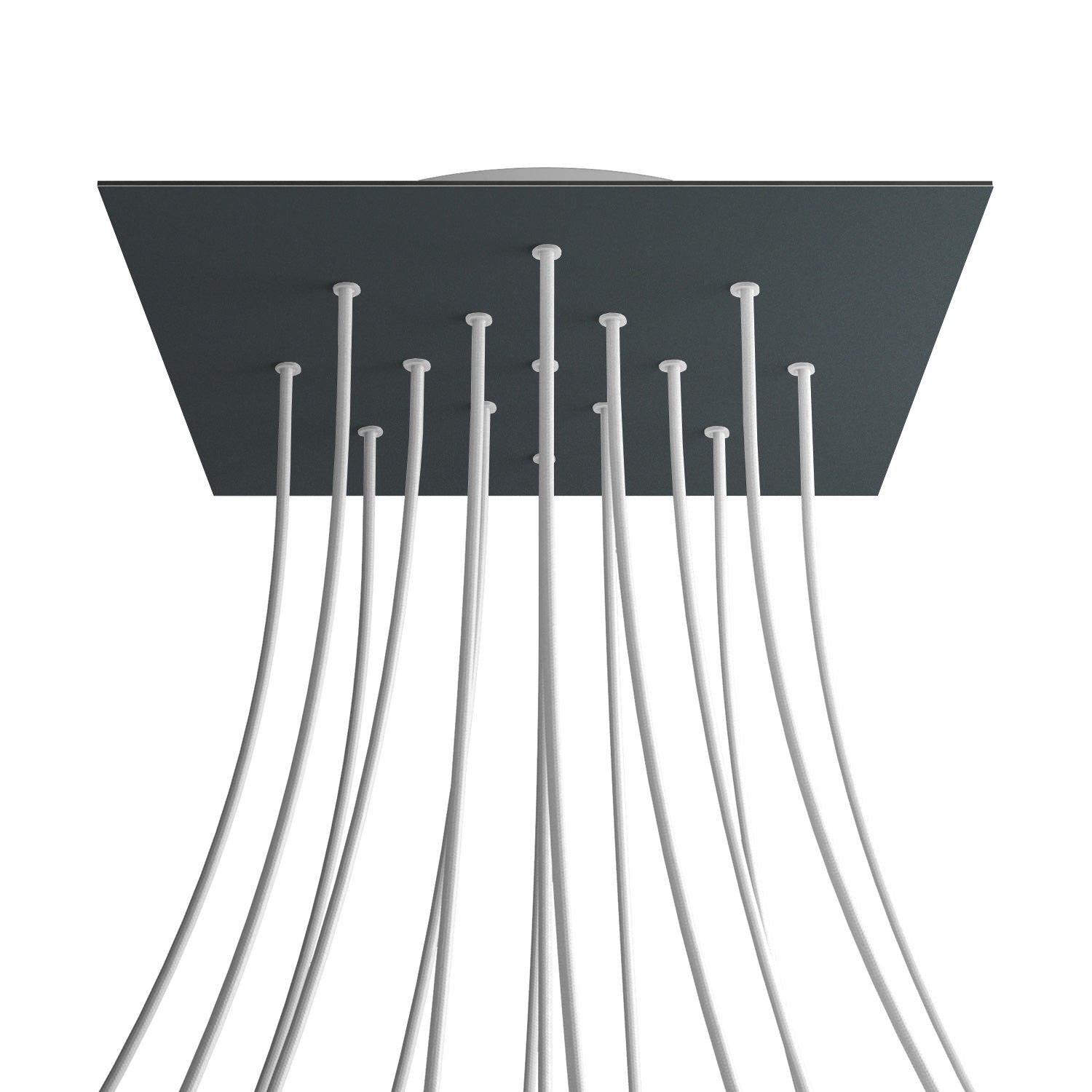 Rosone XXL Rose - One quadrato, 400 mm con 15 fori e 4 fori laterali - Antracite - Creative Cables