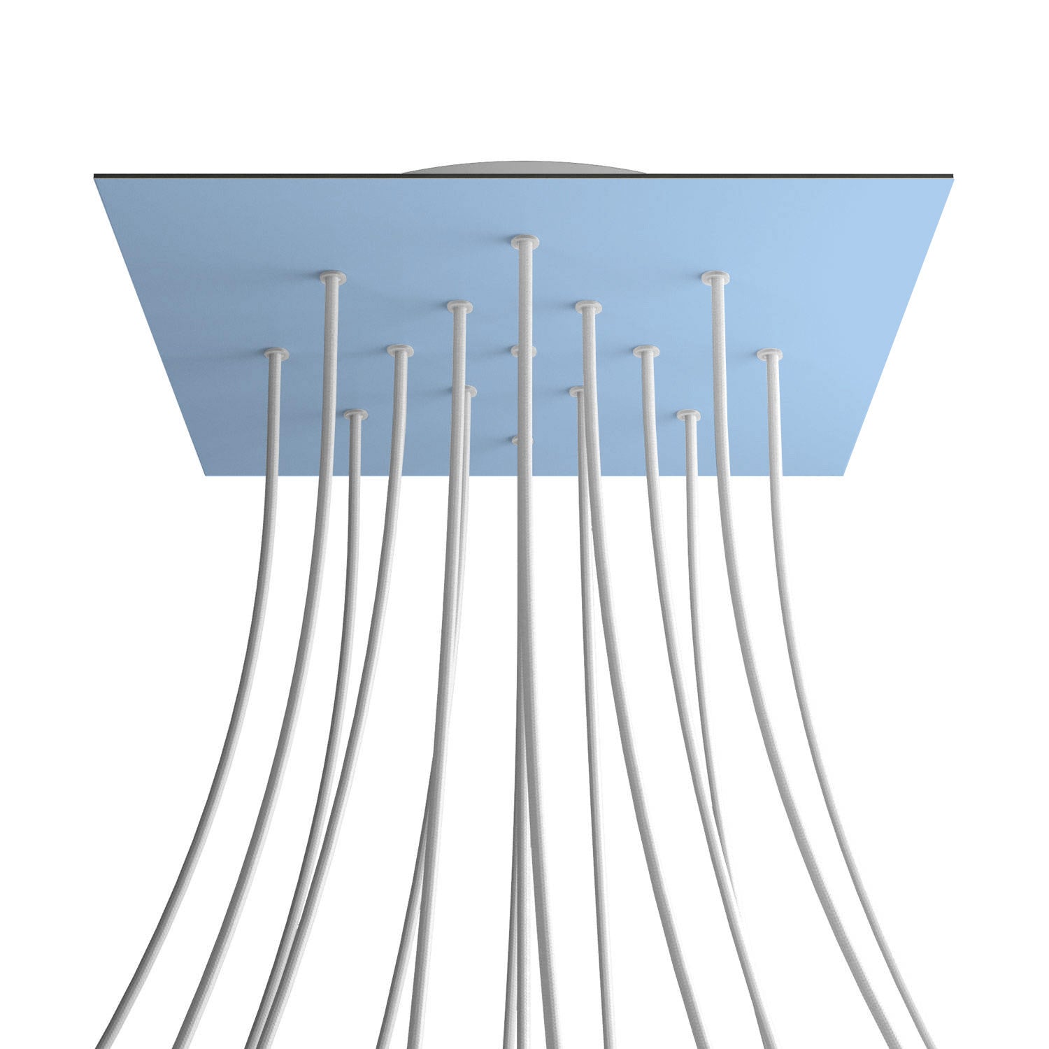 Rosone XXL Rose - One quadrato, 400 mm con 15 fori e 4 fori laterali - Blu carta da zucchero - Creative Cables