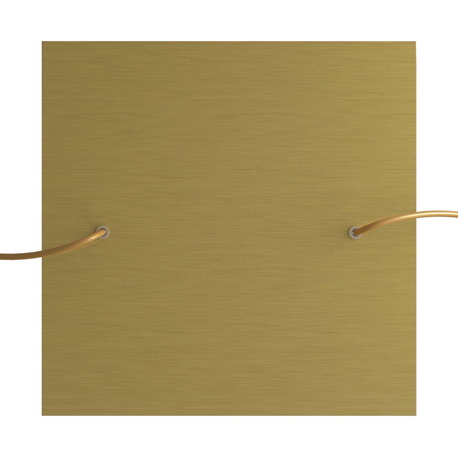 Rosone XXL Rose - One quadrato, 400 mm con 2 fori e 4 fori laterali - Dibond Ottone satinato - Creative Cables