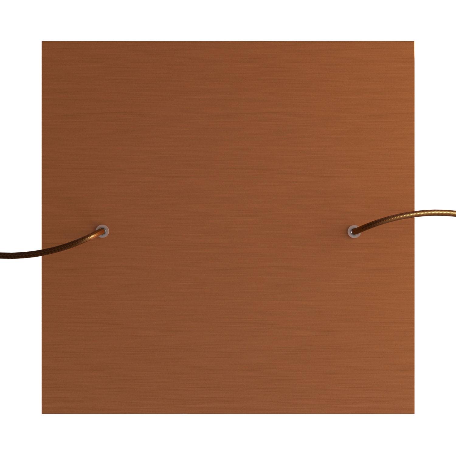 Rosone XXL Rose - One quadrato, 400 mm con 2 fori e 4 fori laterali - Dibond Rame satinato - Creative Cables