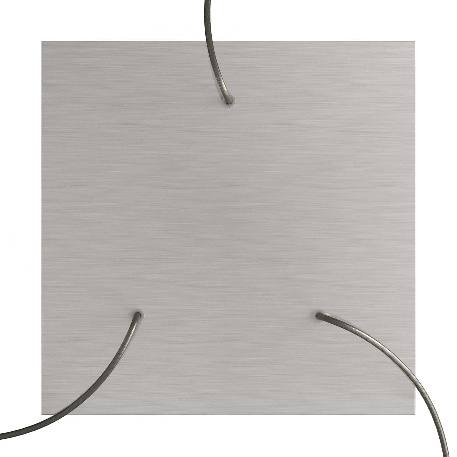 Rosone XXL Rose-One quadrato, 400 mm con 3 fori e 4 fori laterali - Dibond Acciaio satinato Bianco