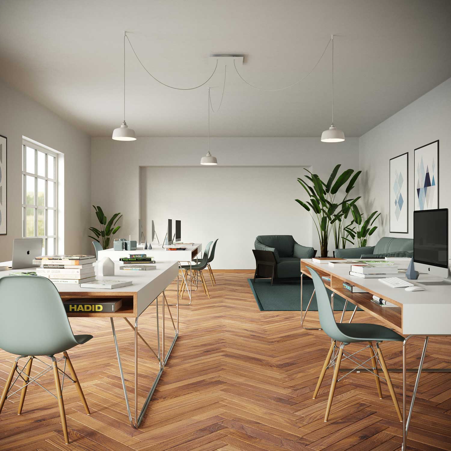 Rosone XXL Rose-One quadrato, 400 mm con 3 fori e 4 fori laterali - Legno Bianco