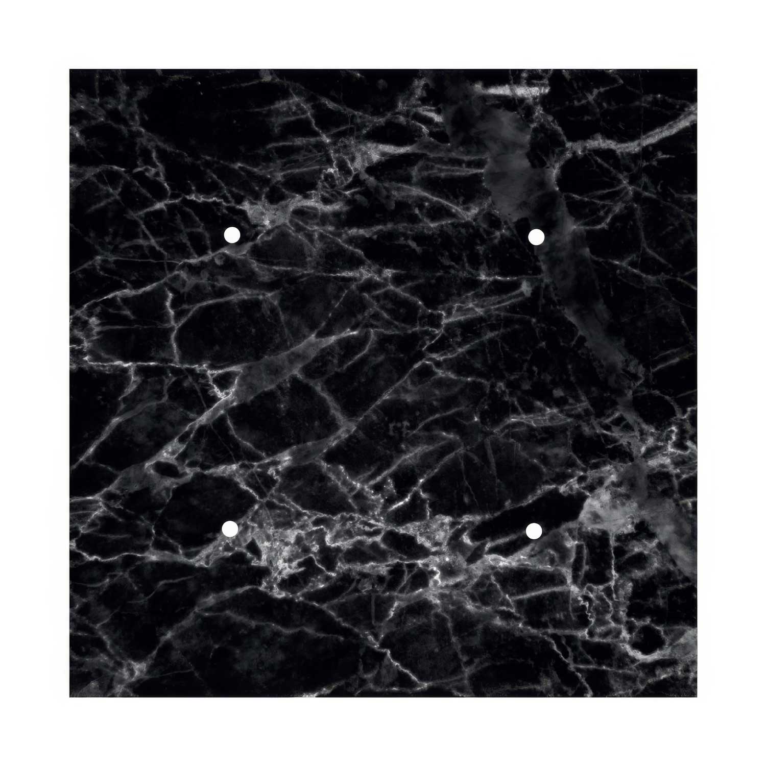 Rosone XXL Rose-One quadrato, 400 mm con 4 fori e 4 fori laterali - Marmo Marquina Bianco