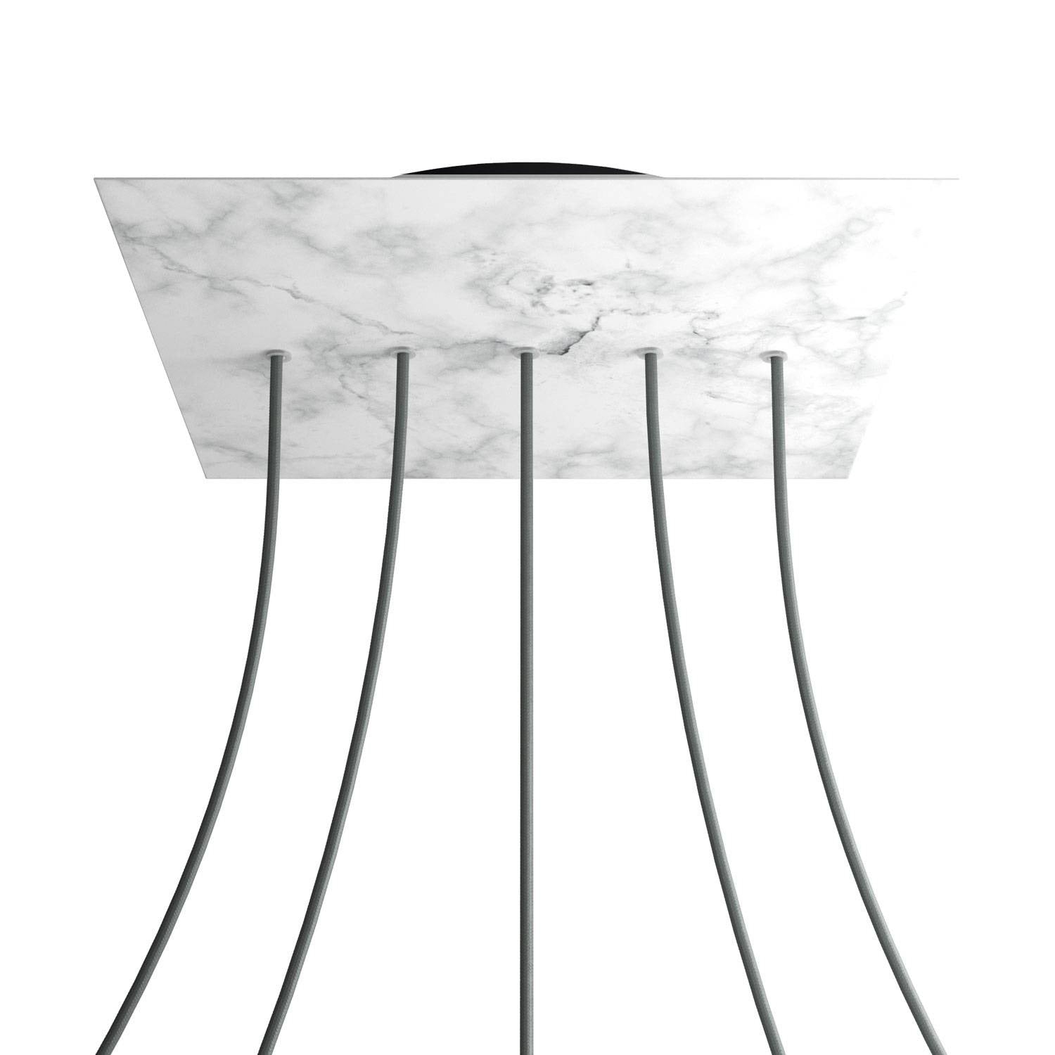 Rosone XXL Rose-One quadrato, 400 mm con 5 fori in linea e 4 fori laterali - Marmo Carrara Nero