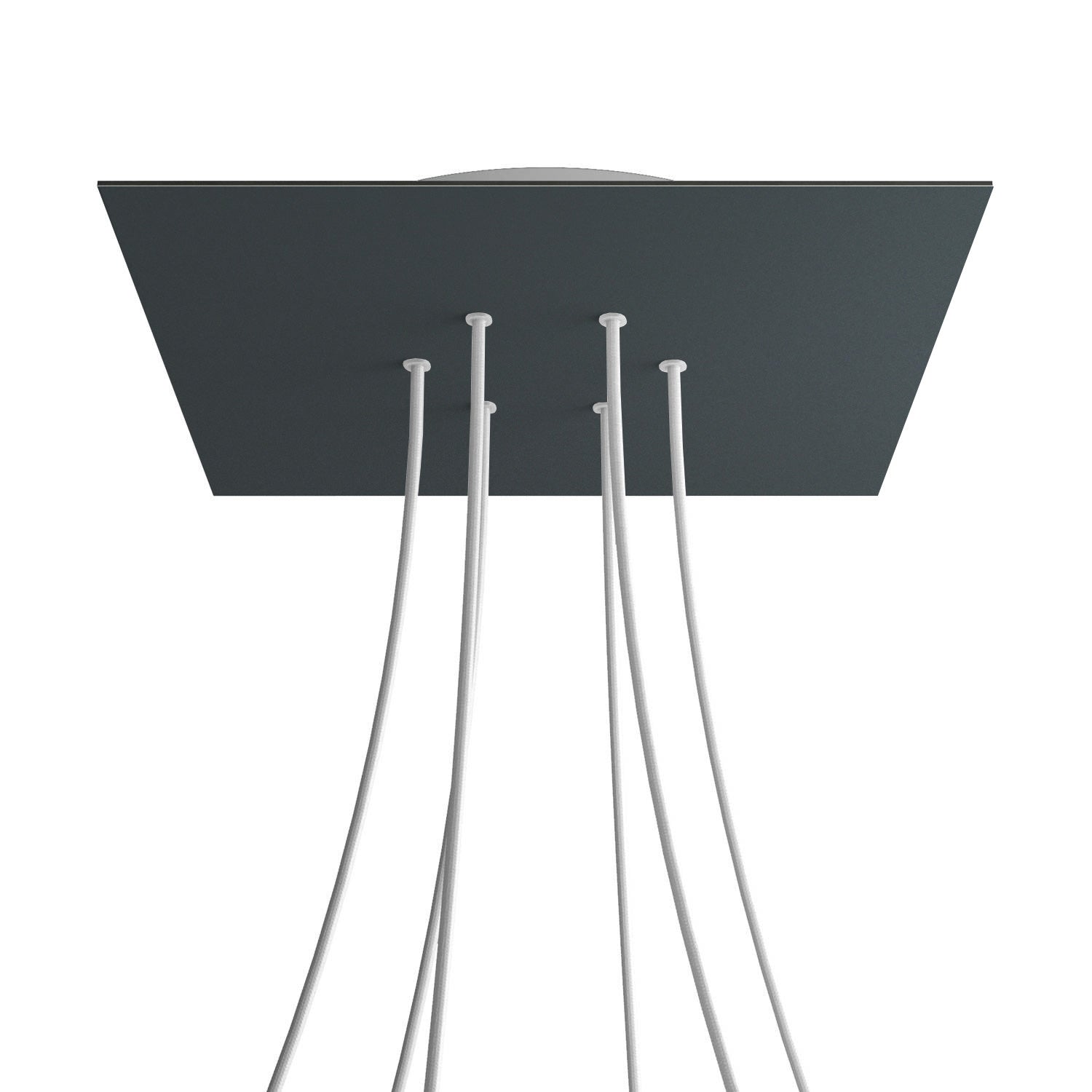 Rosone XXL Rose-One quadrato, 400 mm con 6 fori e 4 fori laterali - Antracite Bianco